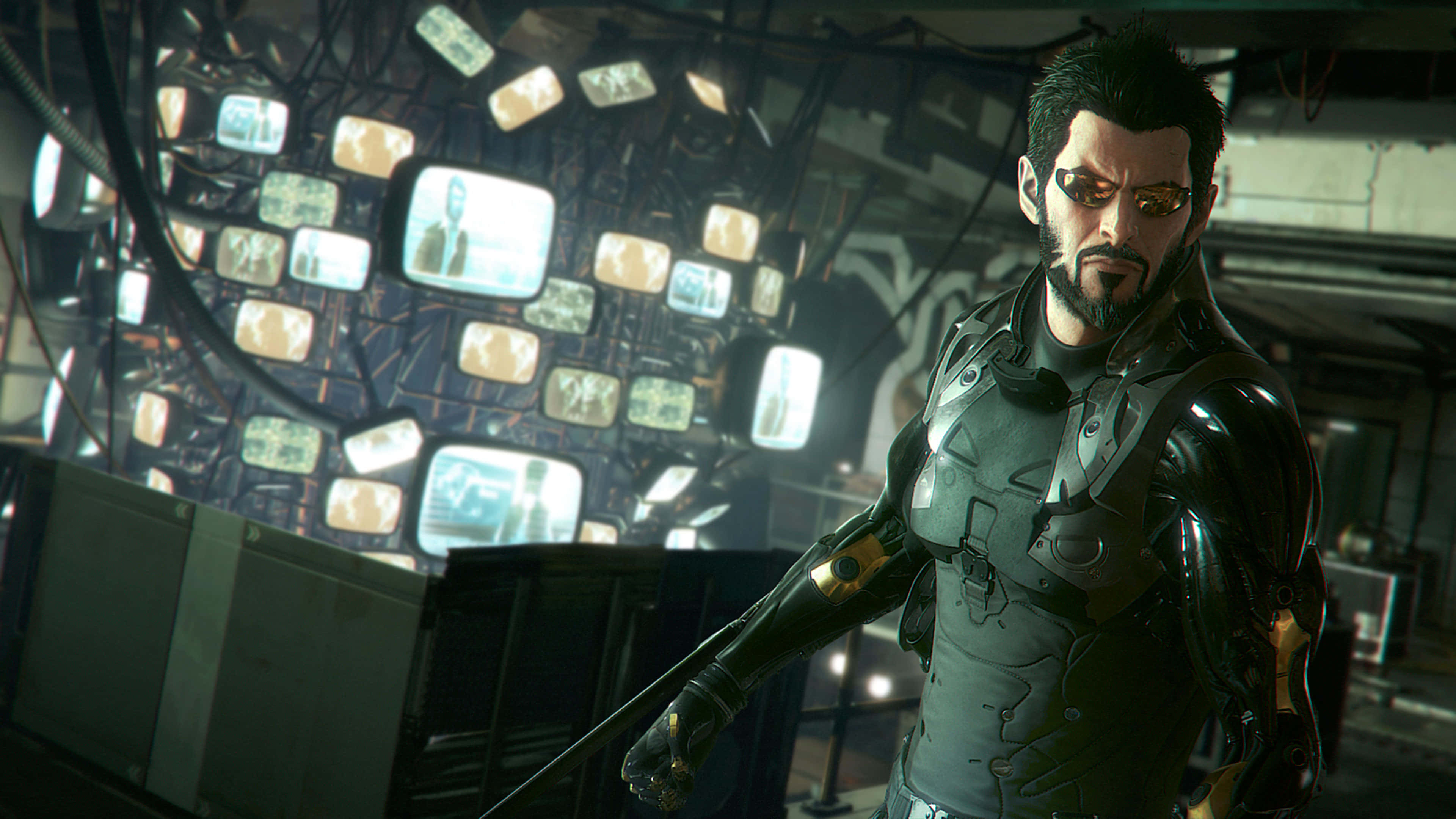 Mankind Divided, cyberpunk warrior, sleek armor, 4K Desktop Wallpaper