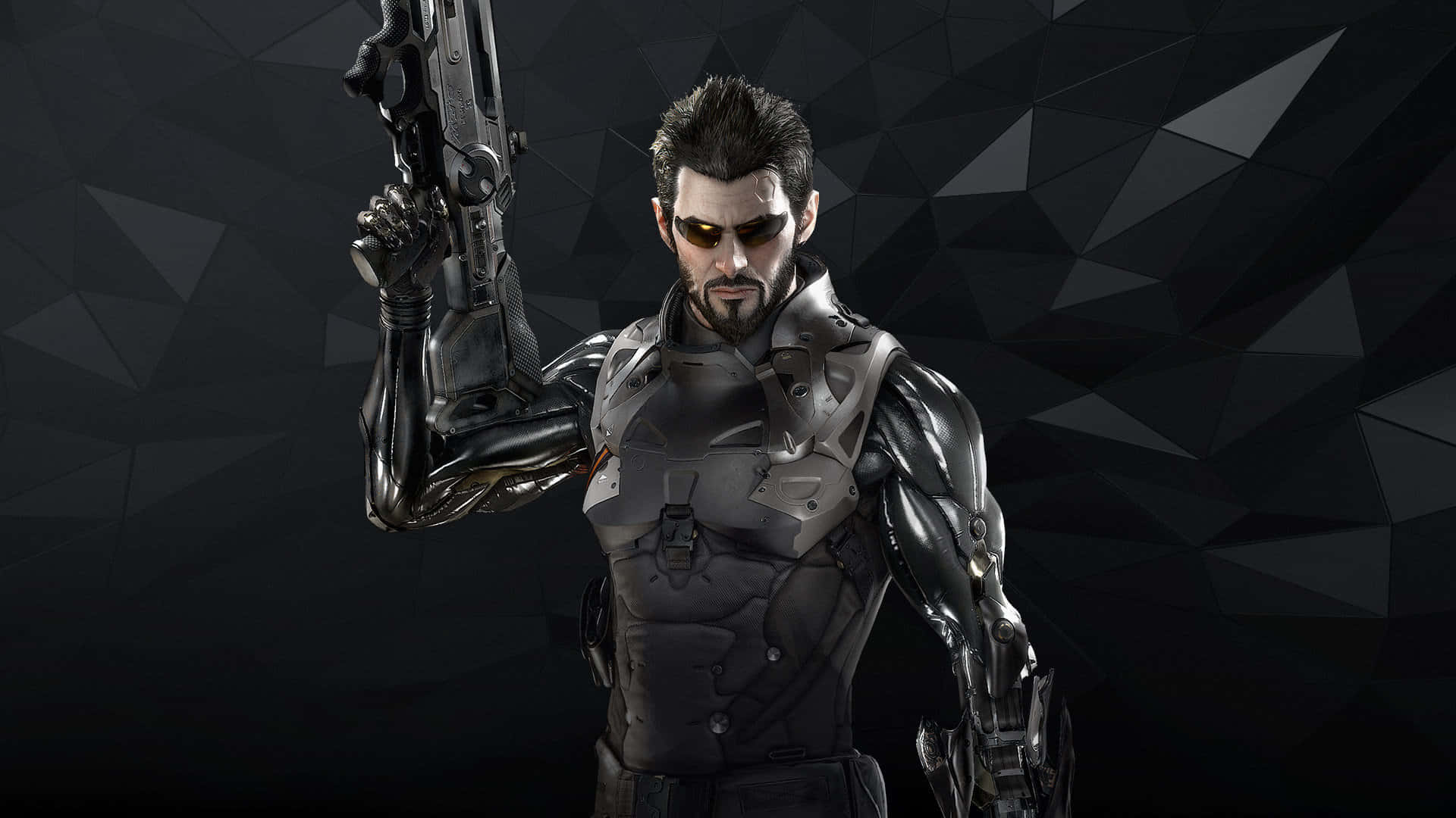 Mankind Divided, cybernetic soldier, glowing eyes, Full HD Desktop Wallpaper