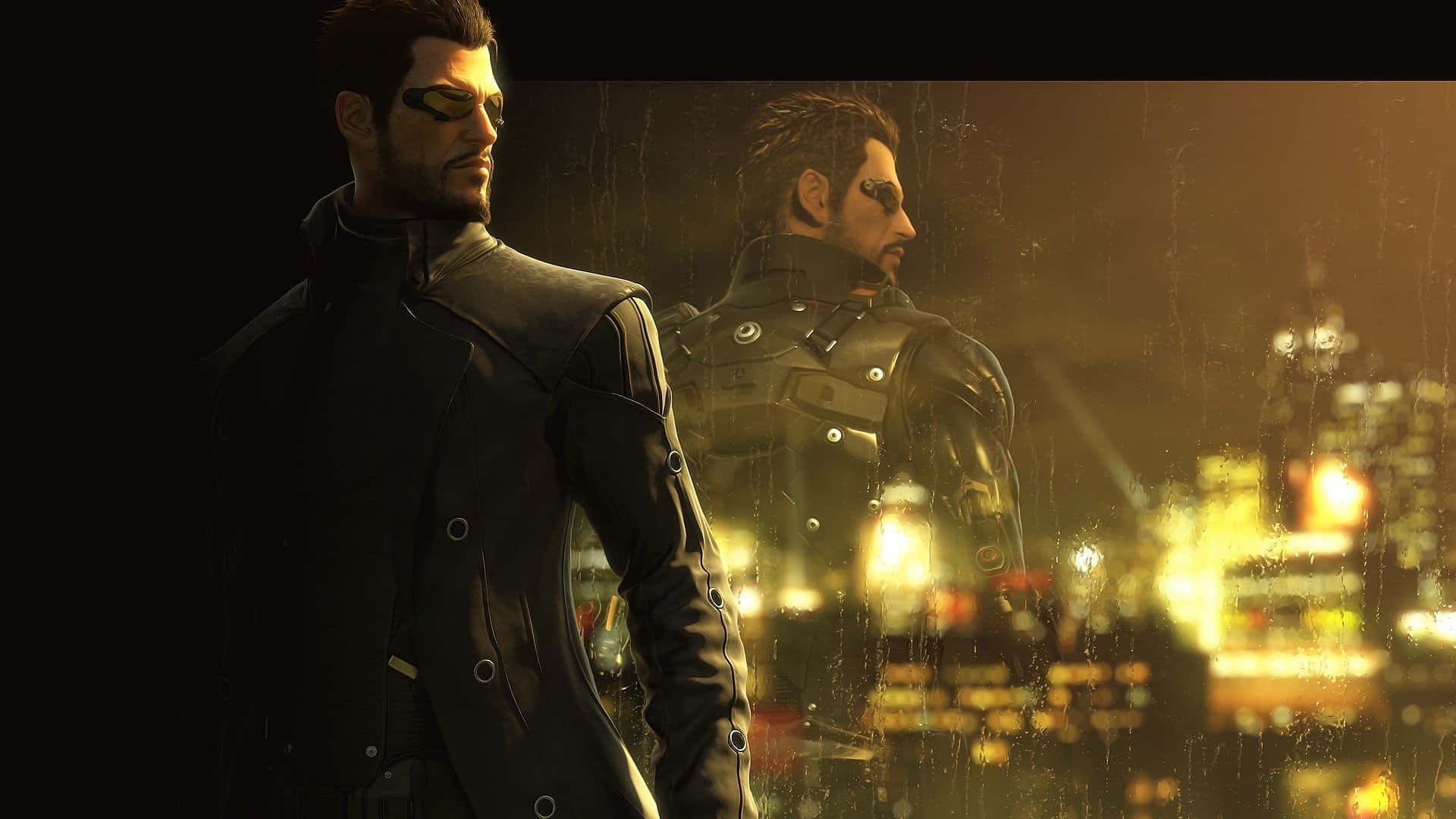 Mankind Divided, tactical gear, rain-slicked urban night, Full HD Desktop Wallpaper
