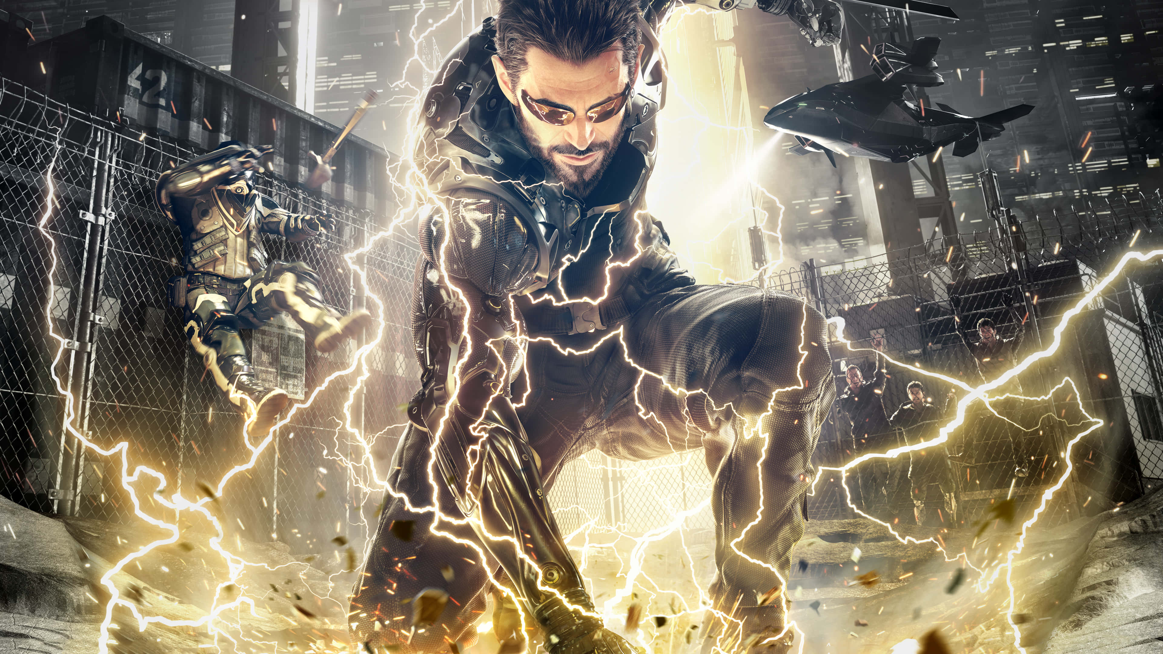 Mankind Divided, gritty urban battlefield, sparks, 4K Desktop Wallpaper