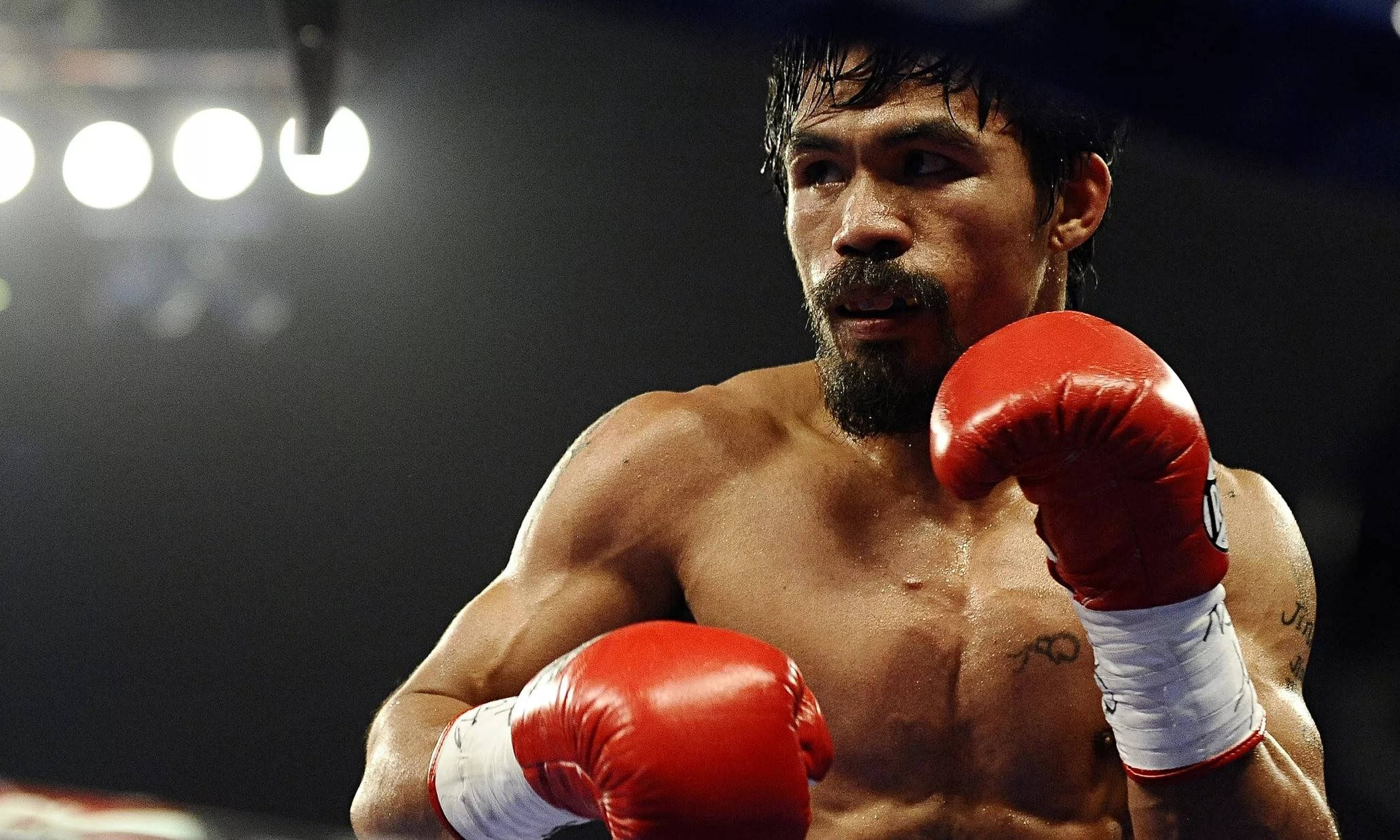 Manny Pacquiao, red gloves, ring, Full HD Desktop Wallpaper