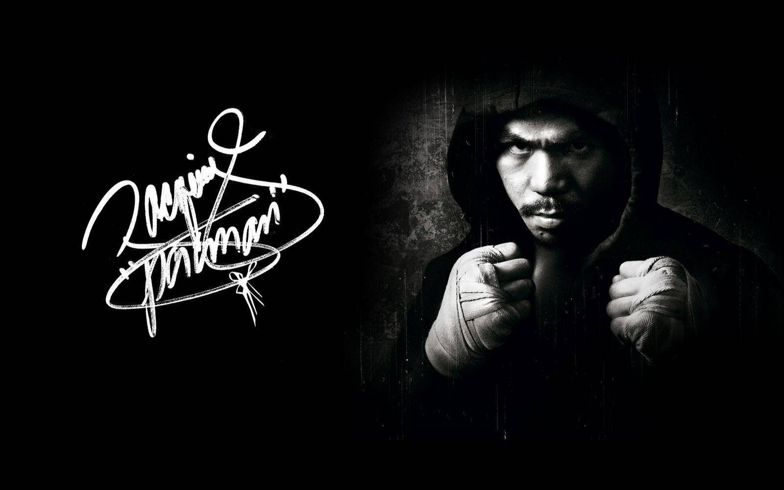 Manny Pacquiao, hooded sweatshirt, fists raised, HD Desktop Wallpaper