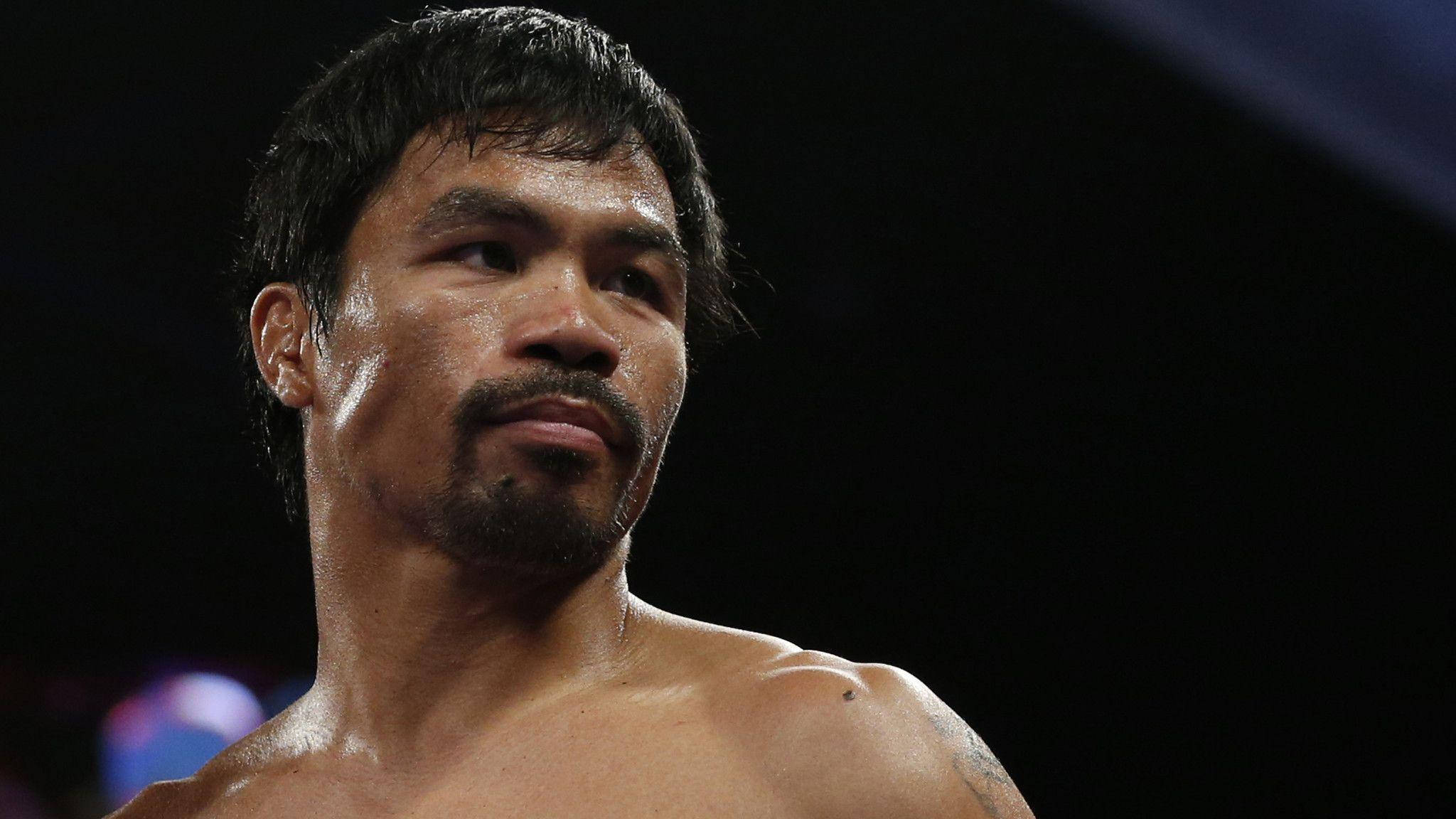 Manny Pacquiao, dimly lit ring, sweaty boxer, Full HD Desktop Wallpaper