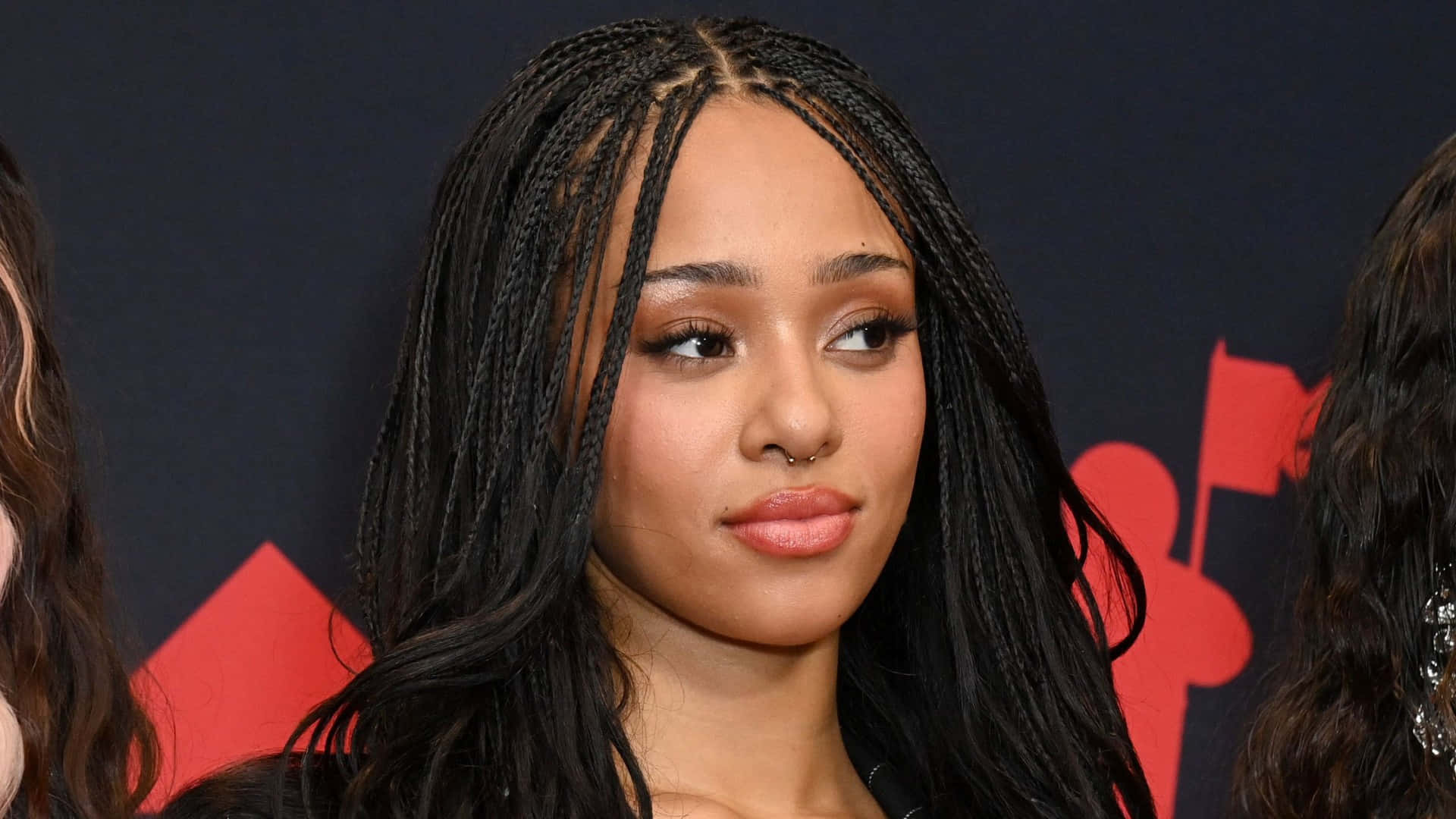 Manon Bannerman, long black braids, nose ring, Full HD Desktop Wallpaper