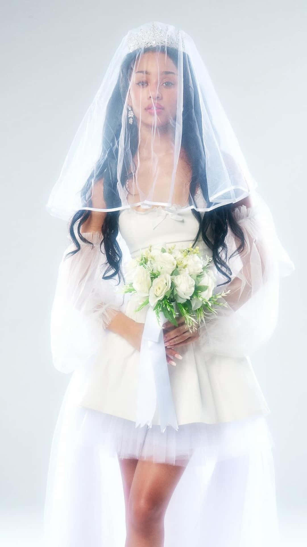 Manon Bannerman, white wedding dress, veil, Full HD Phone Wallpaper