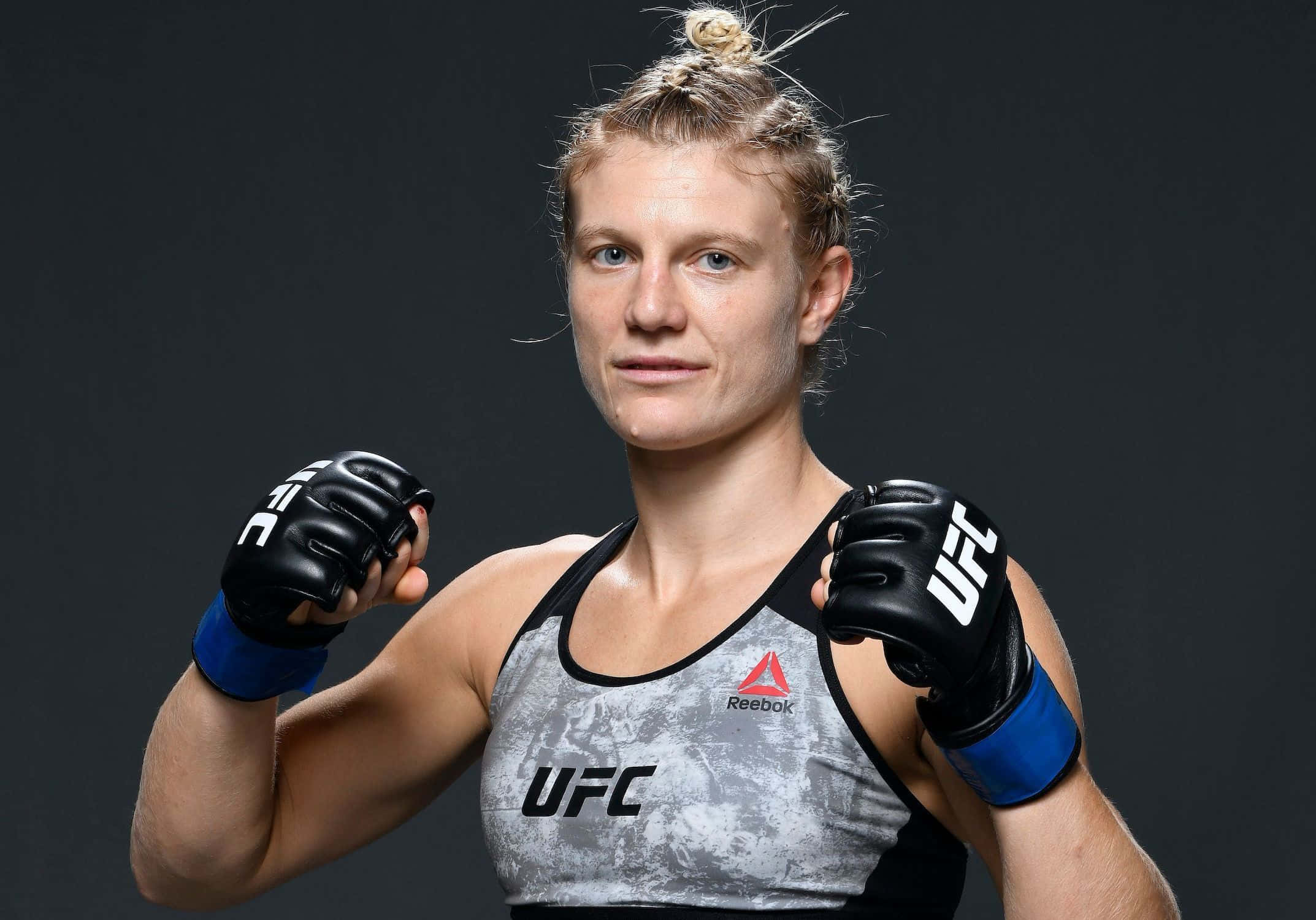 Manon Fiorot, UFC gear, fists raised, Full HD Desktop Wallpaper