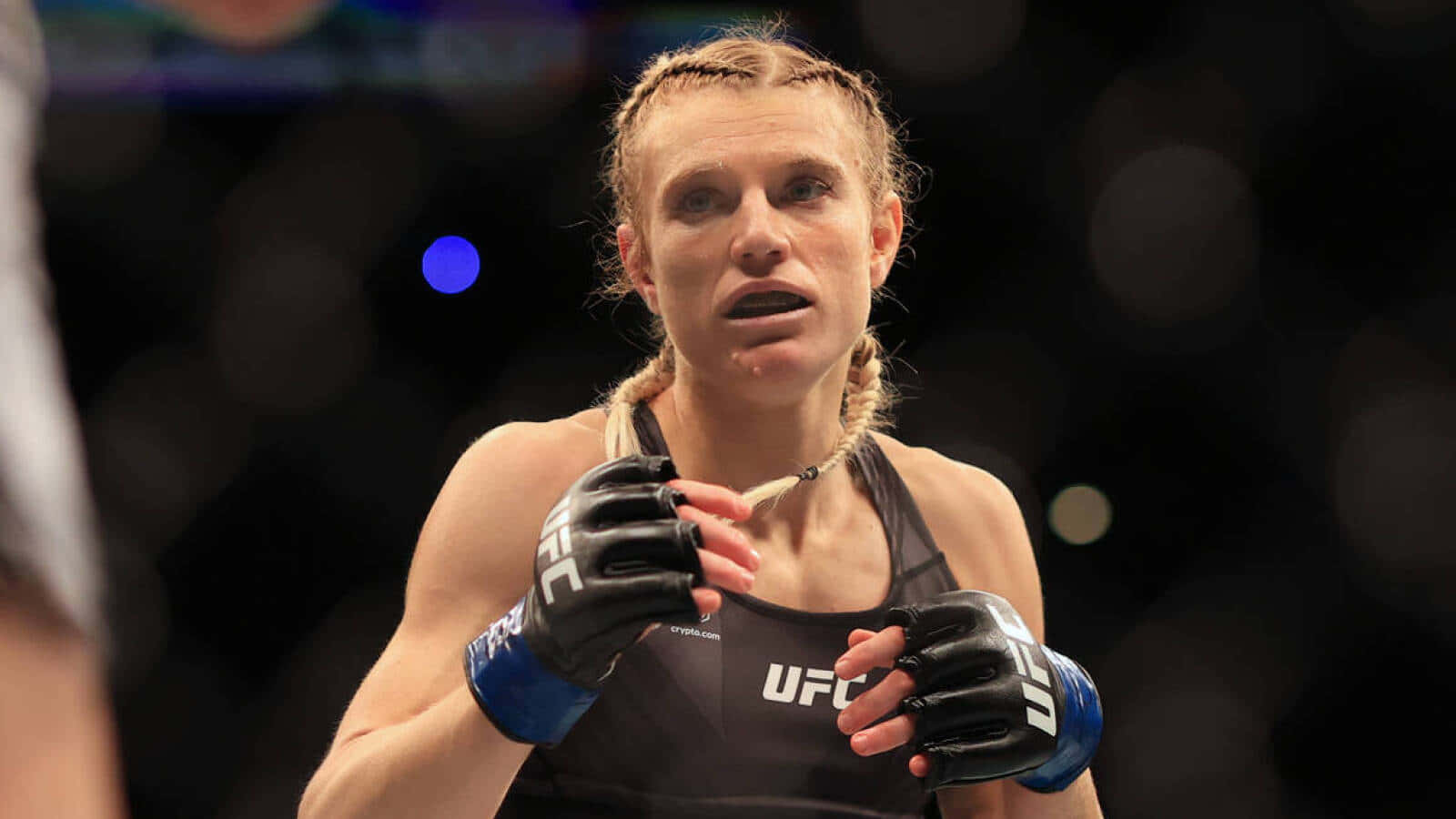 Manon Fiorot, black UFC gear, braided hair, HD Desktop Wallpaper