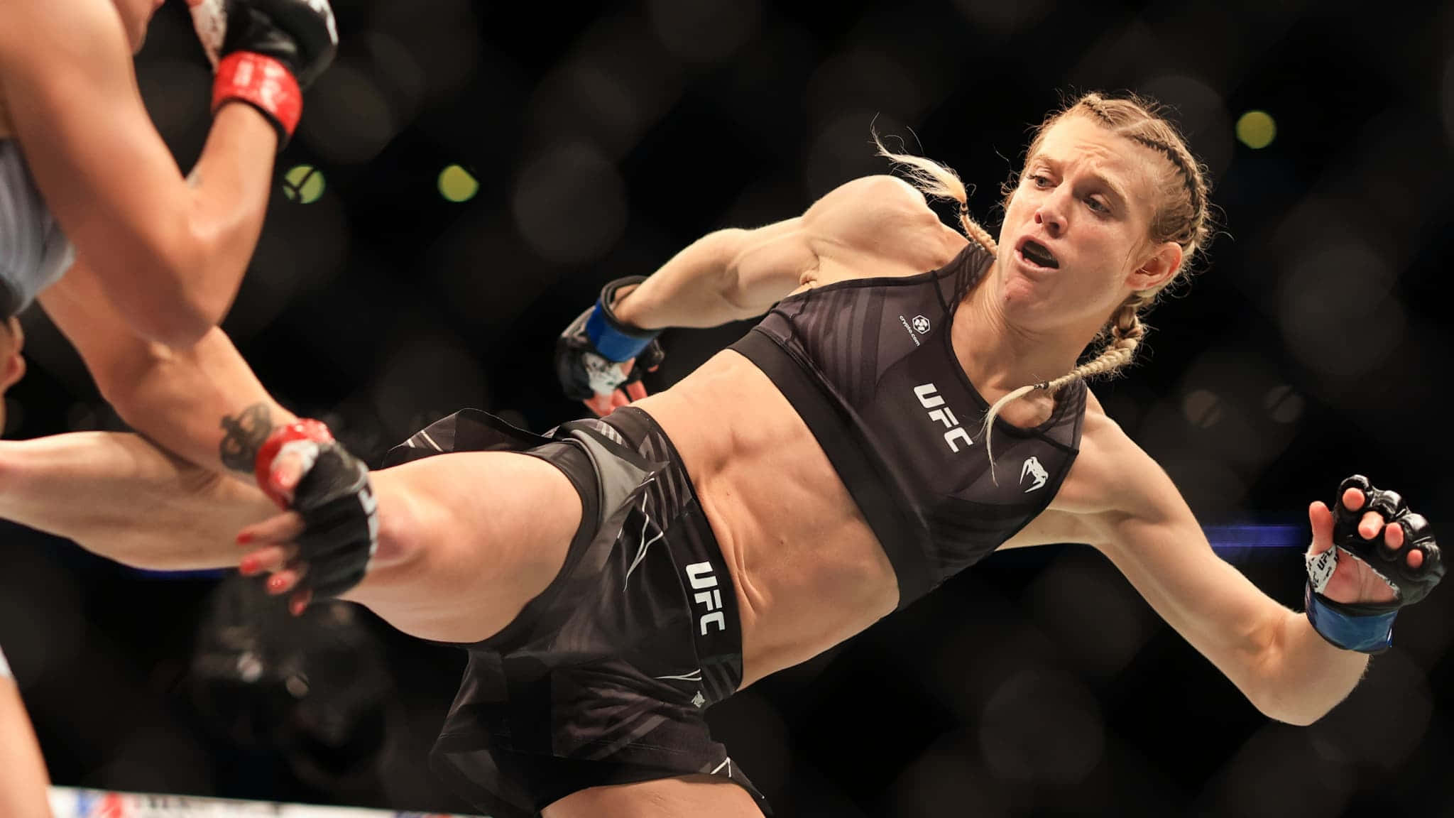 Manon Fiorot, UFC gear, high kick, Full HD Desktop Wallpaper