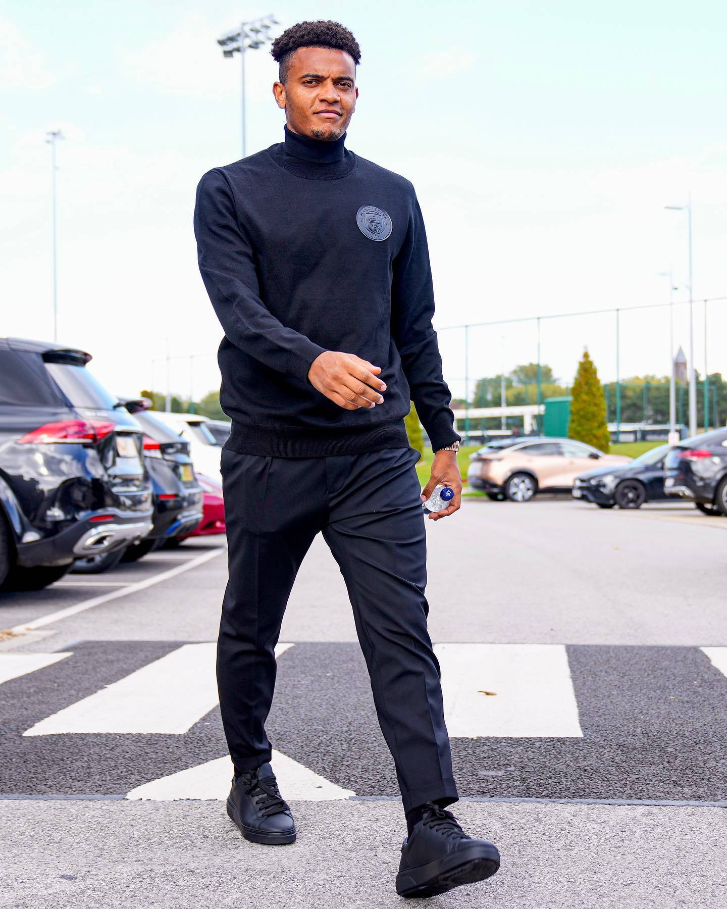 Manuel Akanji, black tracksuit, parking lot crosswalk, HD Phone Wallpaper