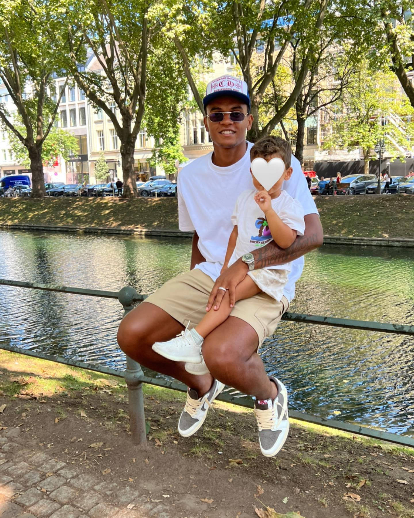 Manuel Akanji, canal railing, lush green trees, HD Phone Wallpaper
