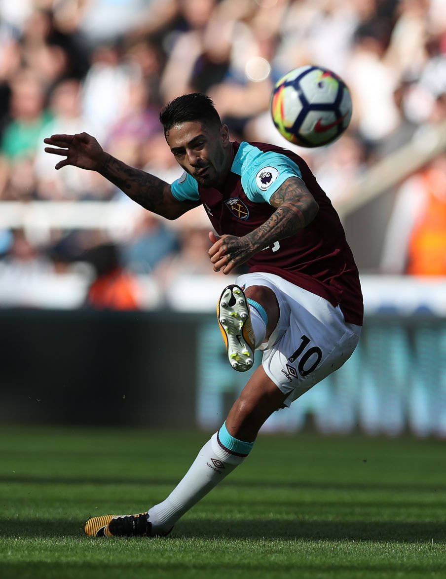 Manuel Lanzini, maroon and teal jersey, colorful ball, SD Phone Wallpaper