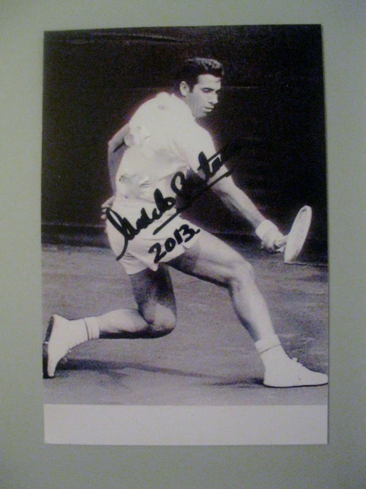 Manuel Santana, black and white photo, tennis player, HD Phone Wallpaper