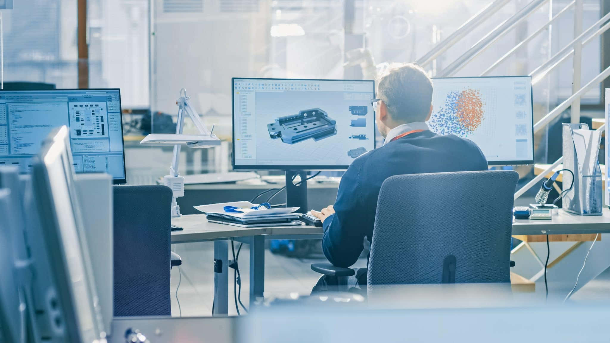 Future of Manufacturing, 3d model, data visualization, Full HD Desktop Wallpaper