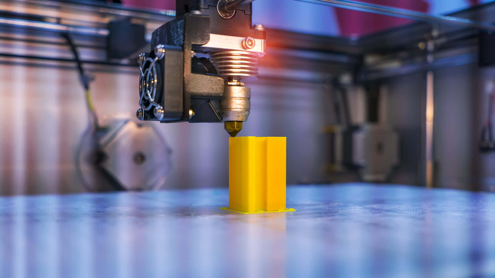 3d printer, bright yellow filament, geometric object, Full HD Desktop Wallpaper