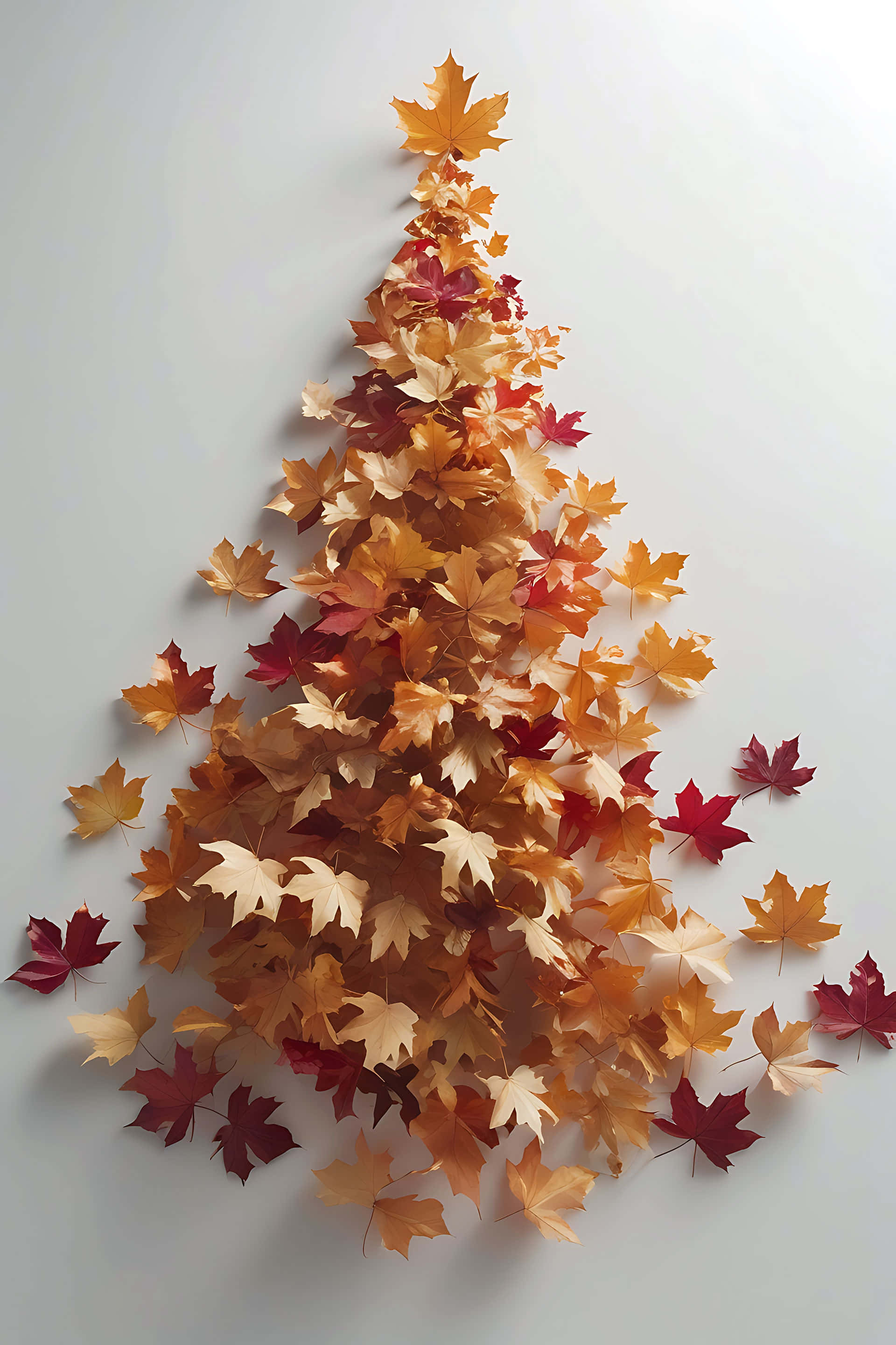autumn leaf tree decoration, maple leaves, warm autumn hues, 2K Phone Wallpaper