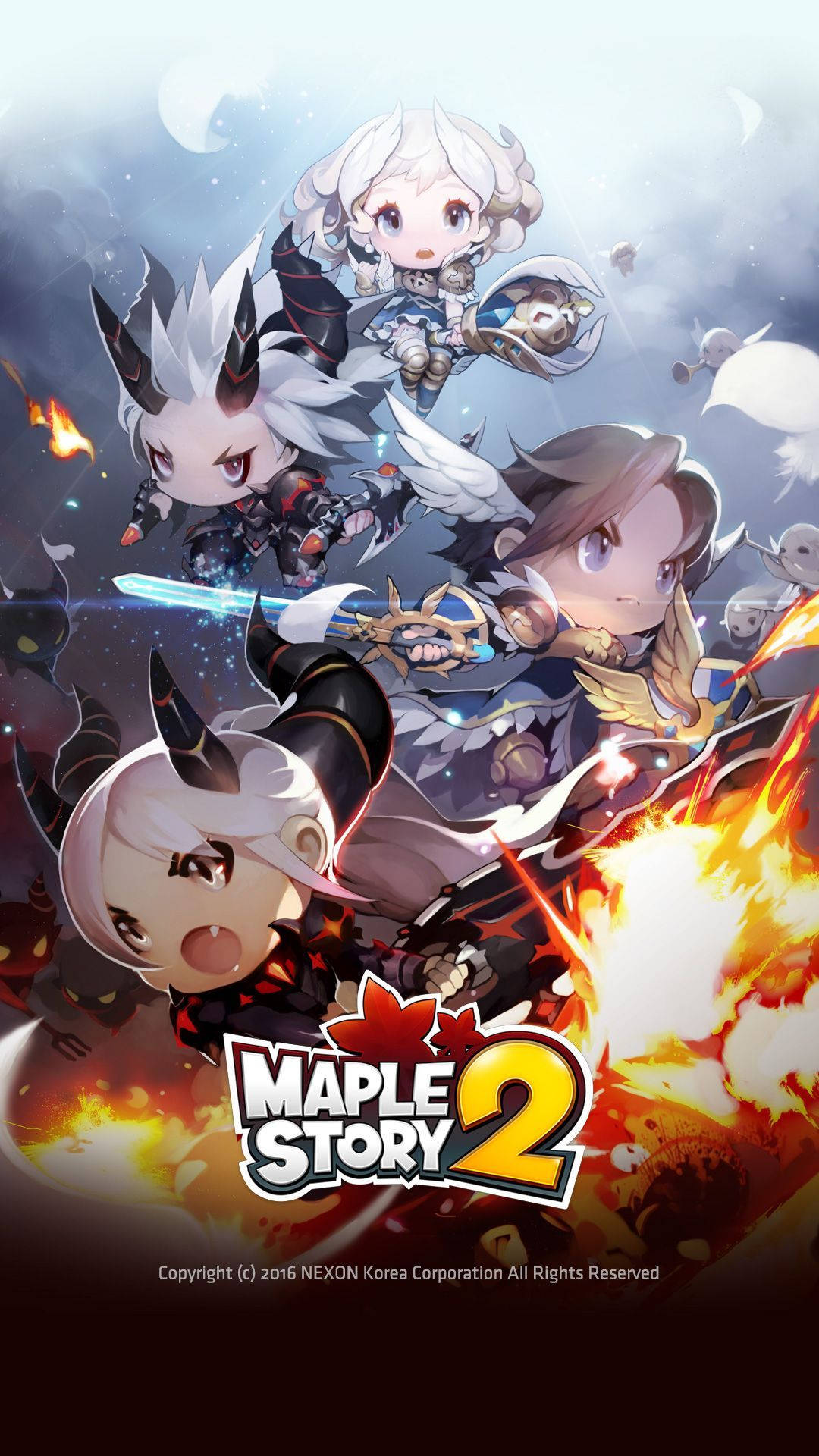 MapleStory 2, chibi anime characters, swords, Full HD Phone Wallpaper