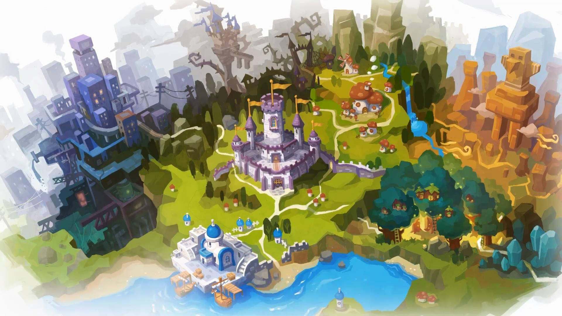 Maplestory 2, isometric fantasy world, castle, Full HD Desktop Wallpaper