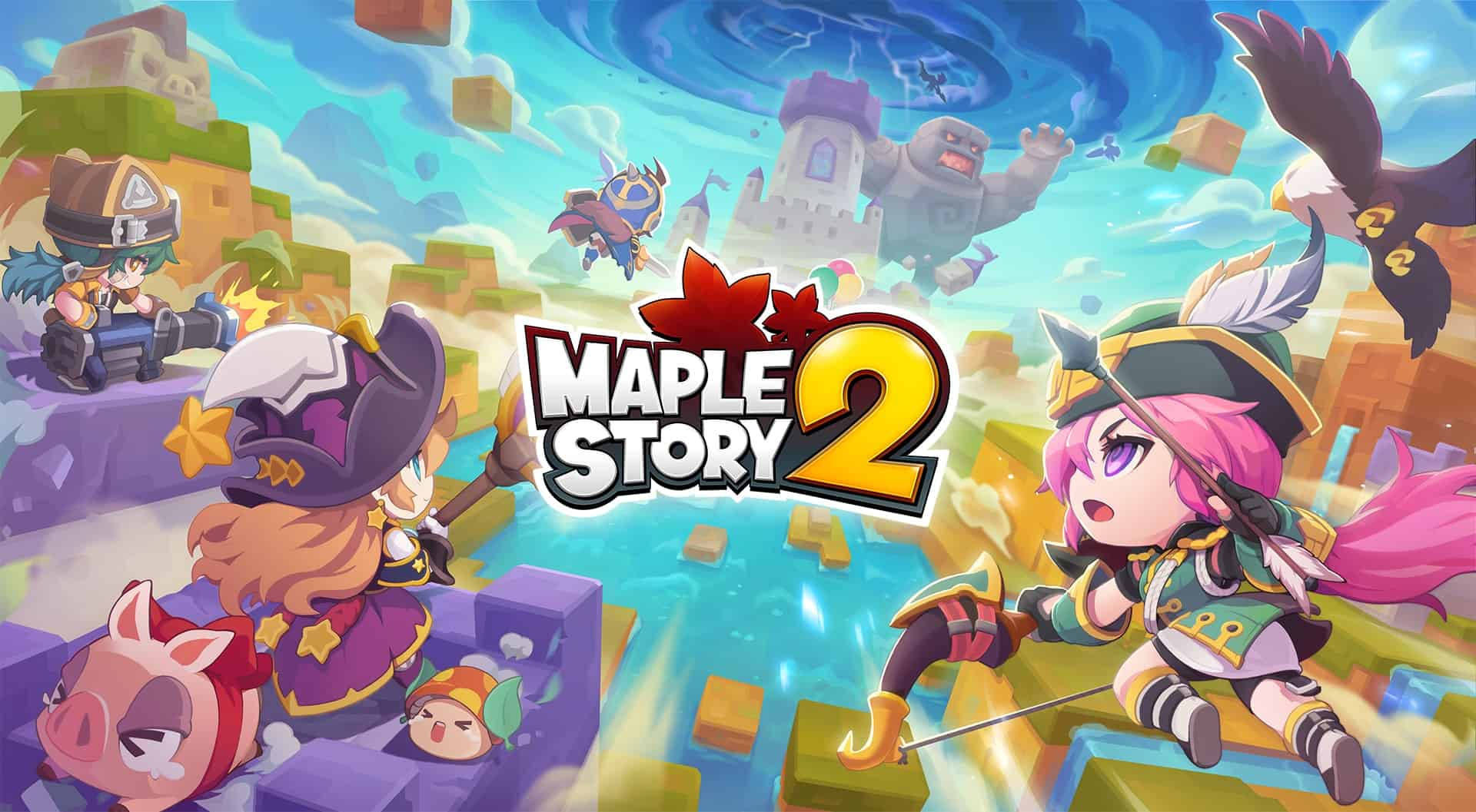 Maplestory 2, cartoon characters, floating blocky world, Full HD Desktop Wallpaper