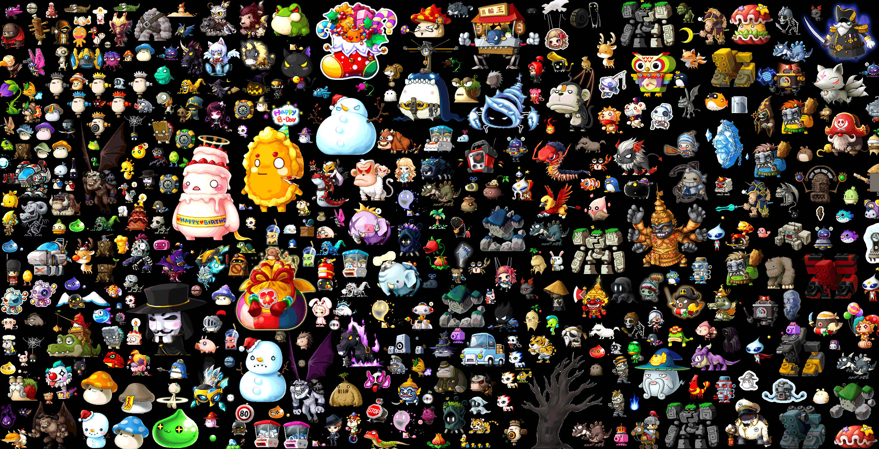 Maplestory, cartoon characters, icons, 2K Desktop Wallpaper