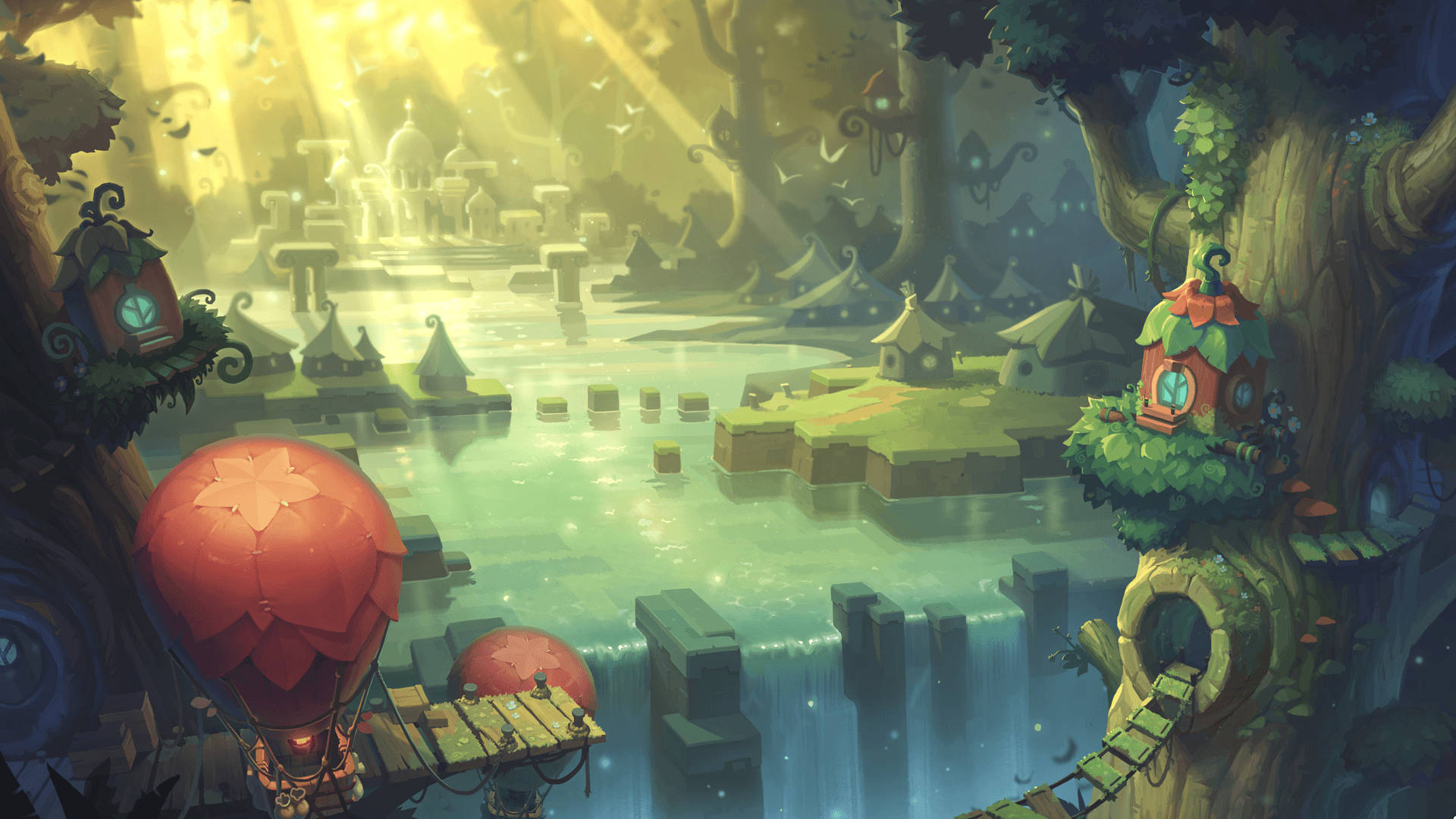 Maplestory 2, whimsical fantasy landscape, floating islands, Full HD Desktop Wallpaper