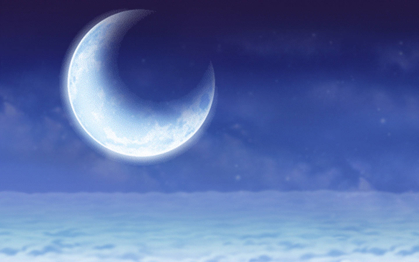 crescent moon, Maplestory, serene sea of clouds, HD Desktop Wallpaper