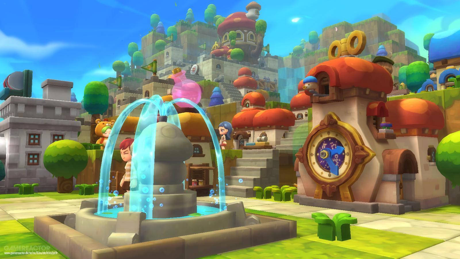 Maplestory 2, pixel-art village, mushroom houses, HD Desktop Wallpaper
