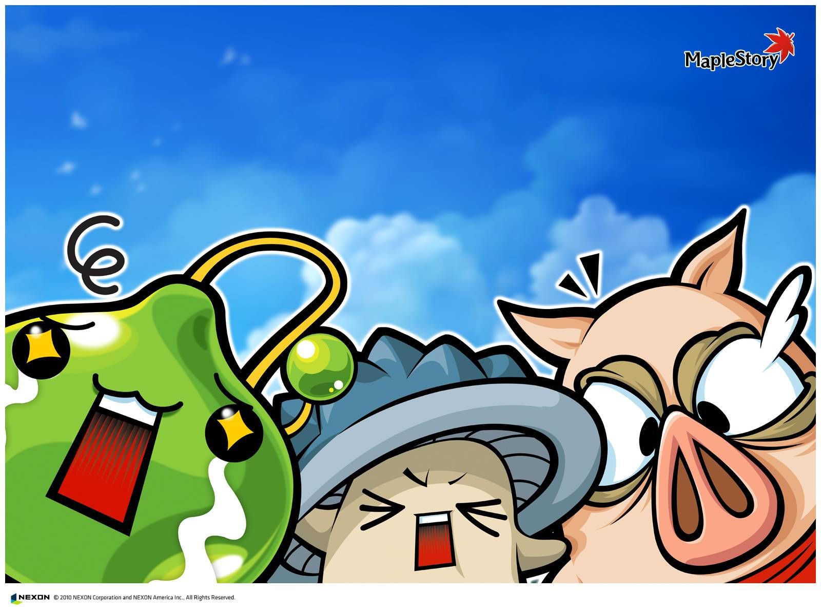 Maplestory, cartoon characters, bright blue sky, HD Desktop Wallpaper