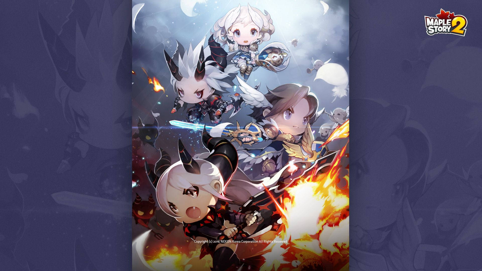 Maplestory 2, chibi anime characters, swords, Full HD Desktop Wallpaper