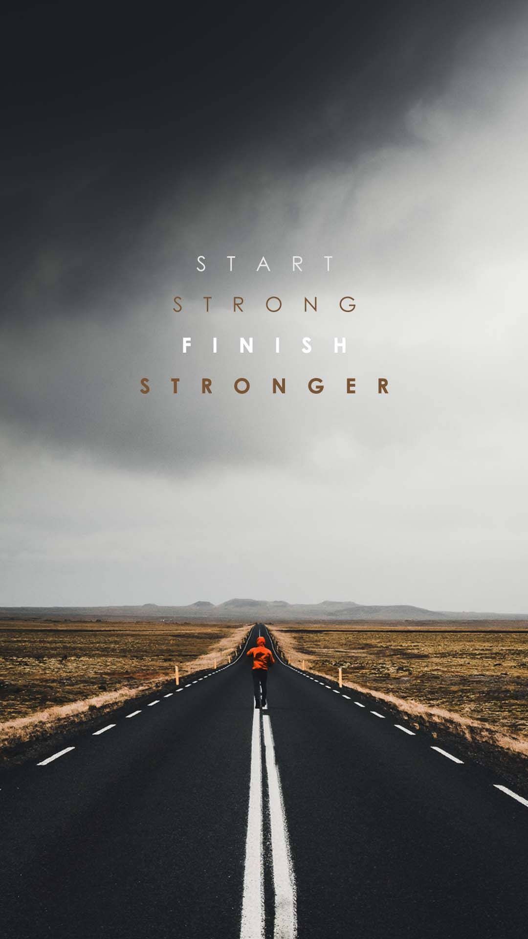 Marathon, cyclist, long straight road, Full HD Phone Wallpaper