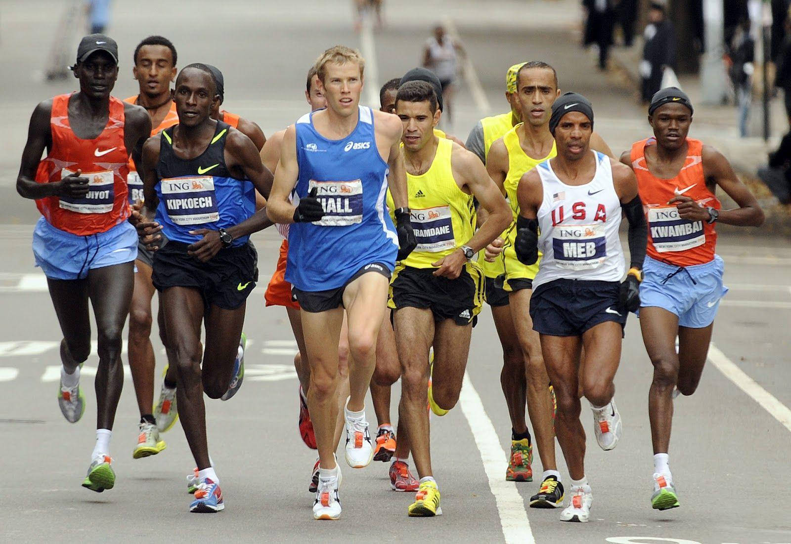 Marathon, paved city street, elite marathon runners, HD Desktop Wallpaper