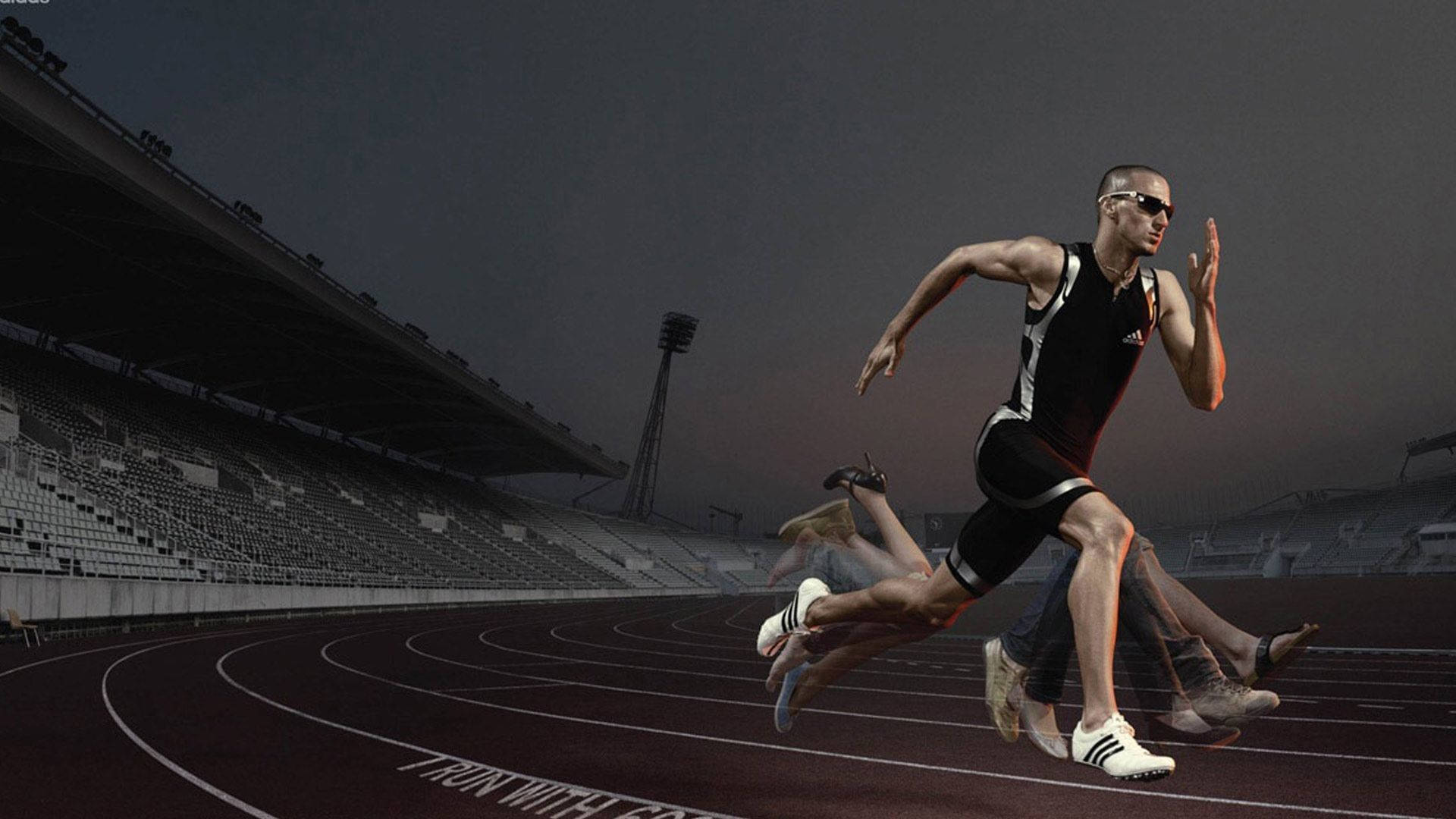 Marathon, male sprinter, black and white gear, Full HD Desktop Wallpaper