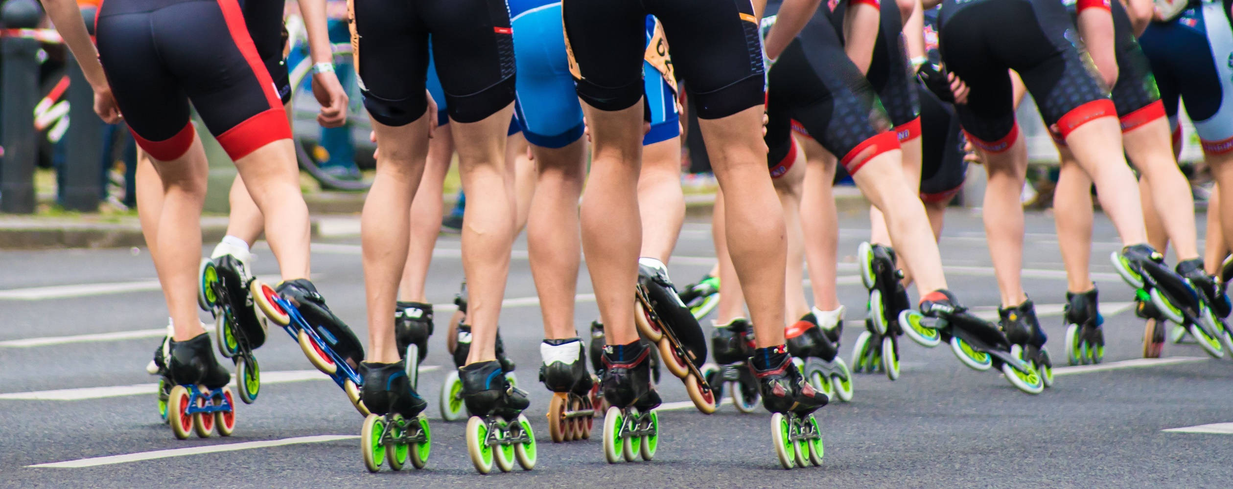 inline rollerblading, sports marathon, asphalt track, Full HD Desktop Wallpaper