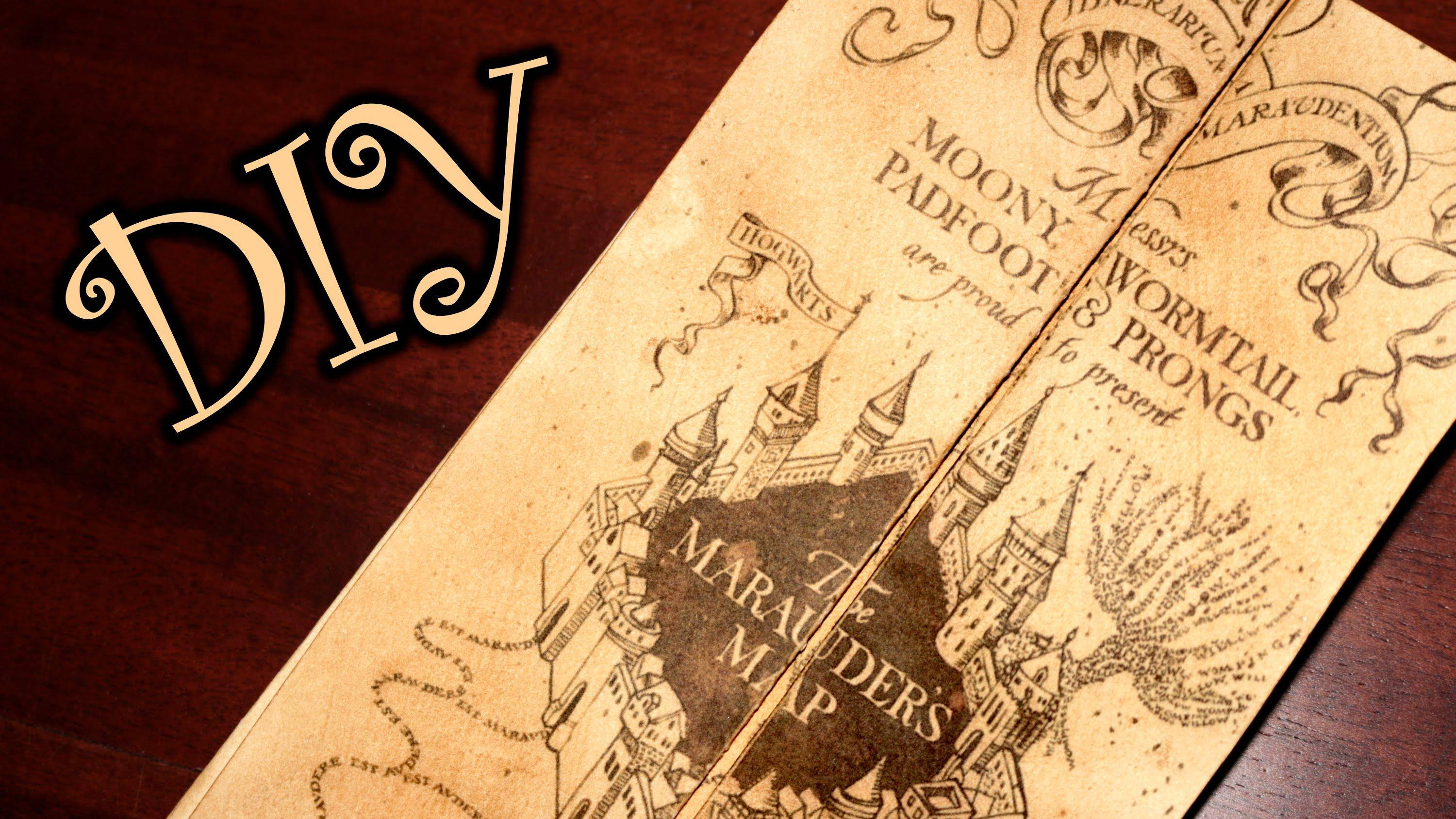 Marauders Map, vintage-style, golden, 2K Desktop Wallpaper