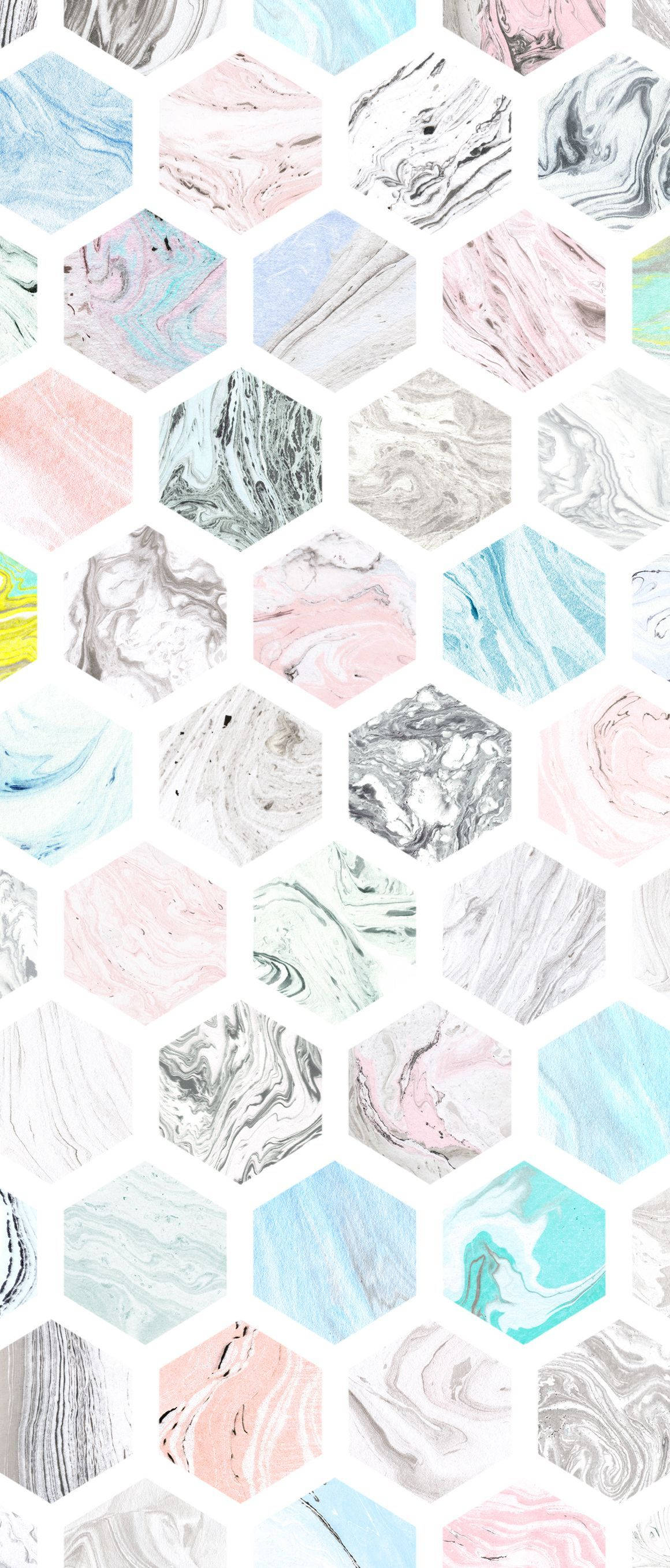 pastel iPad, marble hexagonal pattern, pink blue and gray, 2K Phone Wallpaper