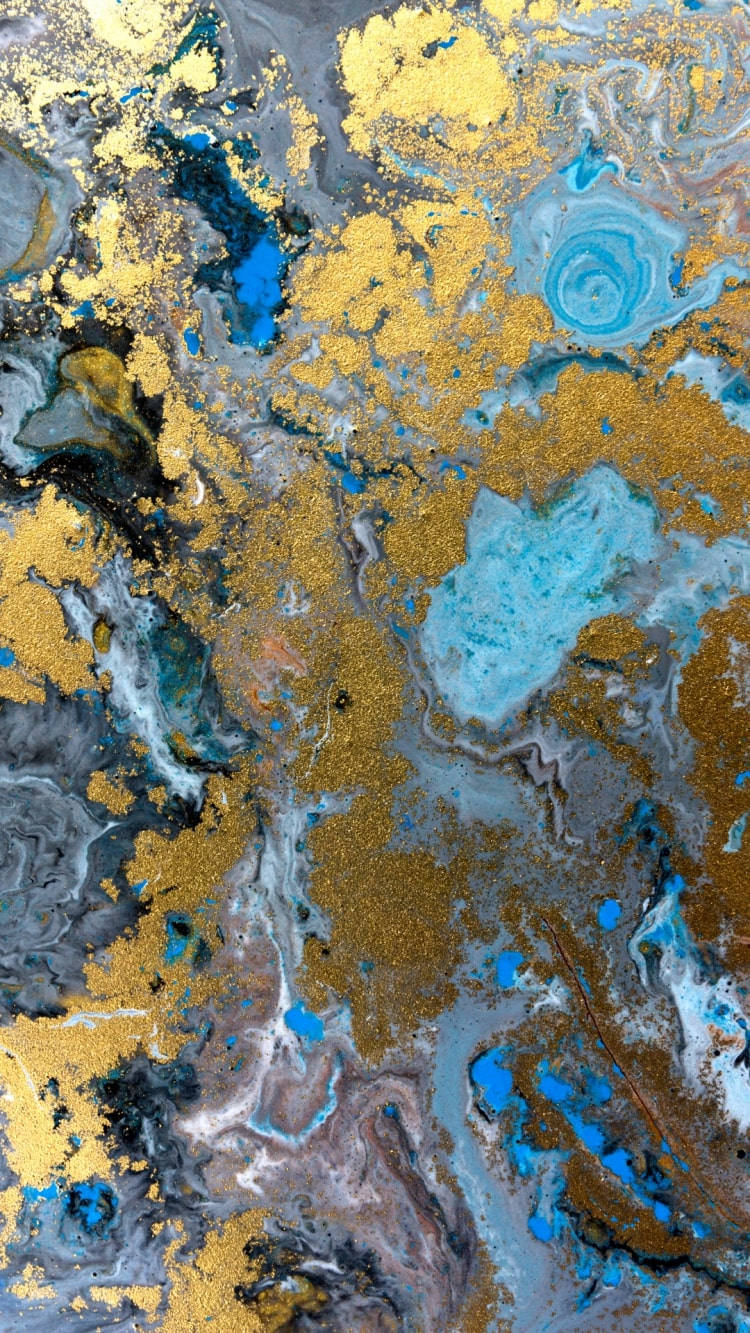 blue, gold, marble, HD Phone Wallpaper