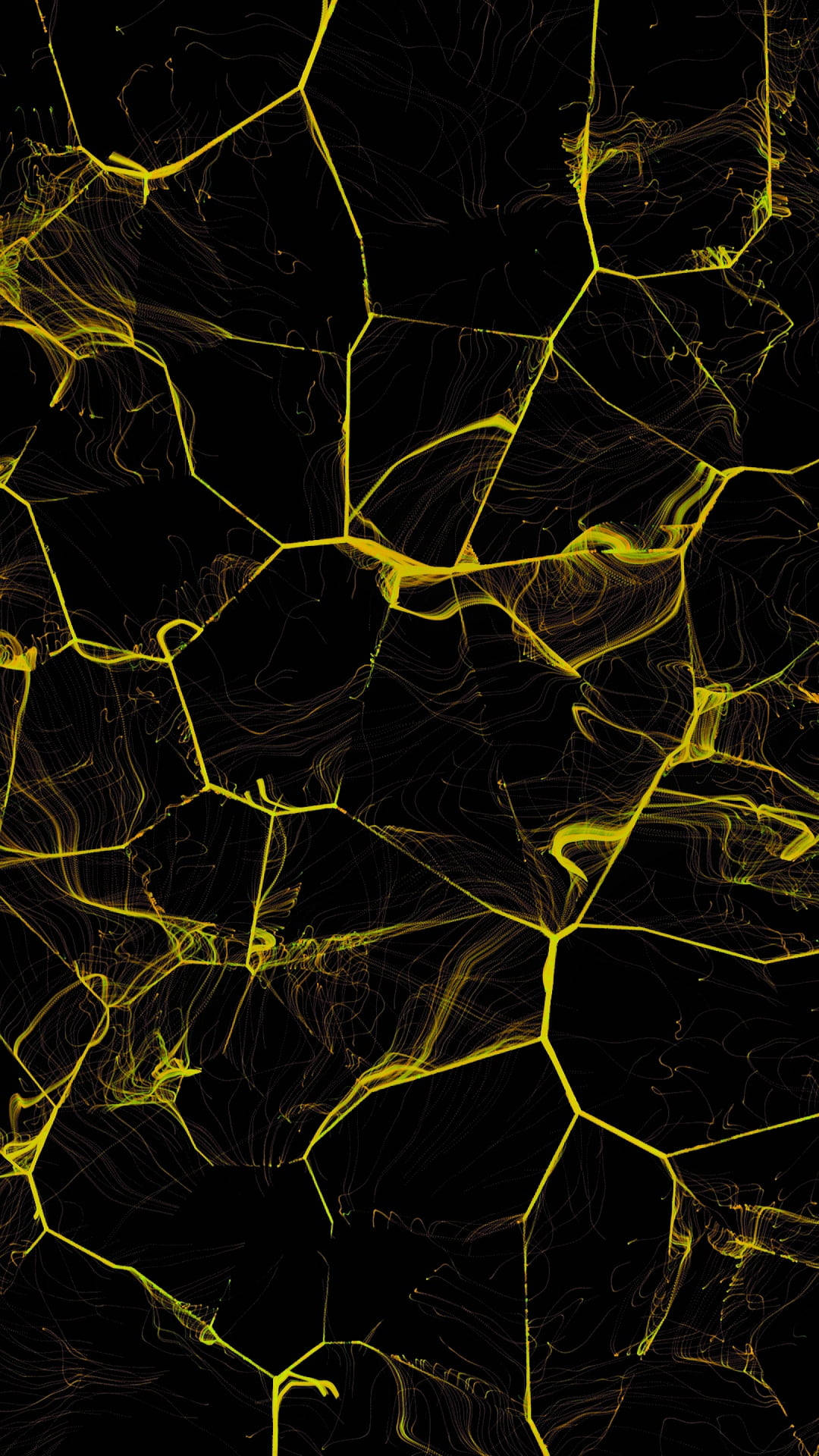 black and gold marble, vibrant yellow glowing lines, deep black background, Full HD Phone Wallpaper