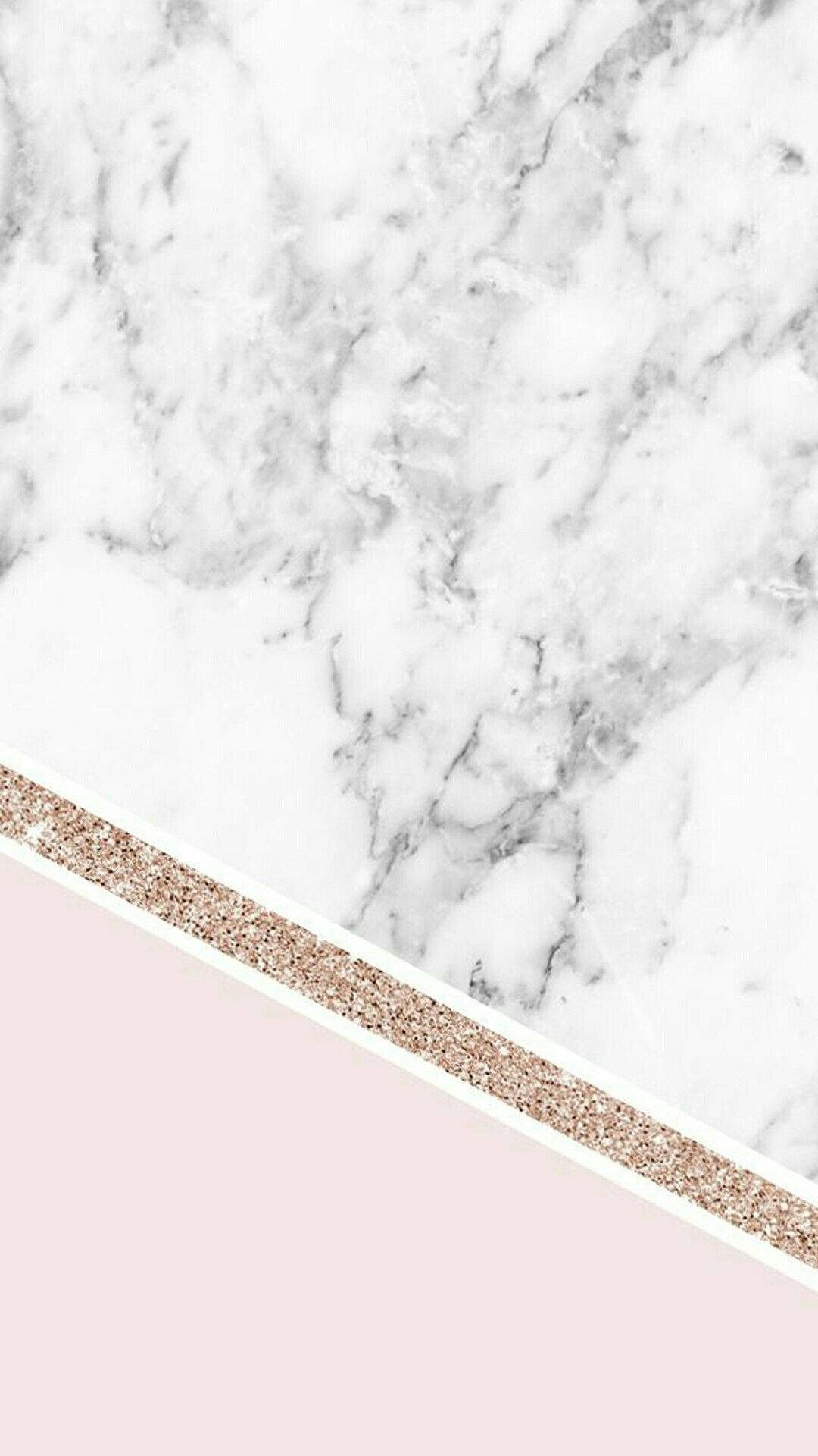 white marble, gray veins, rose gold glitter trim, Full HD Phone Wallpaper