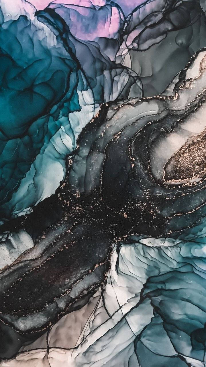 blue and black smoke marble iphone, teal, black, HD Phone Wallpaper