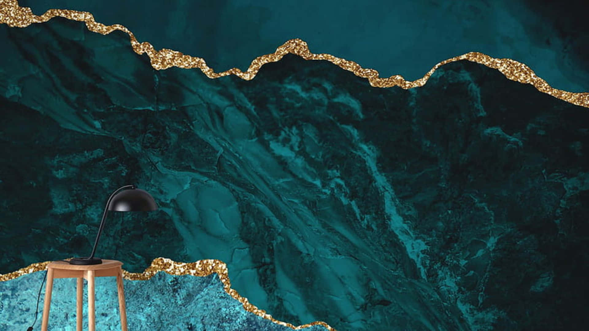 gold and teal marble, teal marble wall, glittering gold leaf accents, Full HD Desktop Wallpaper