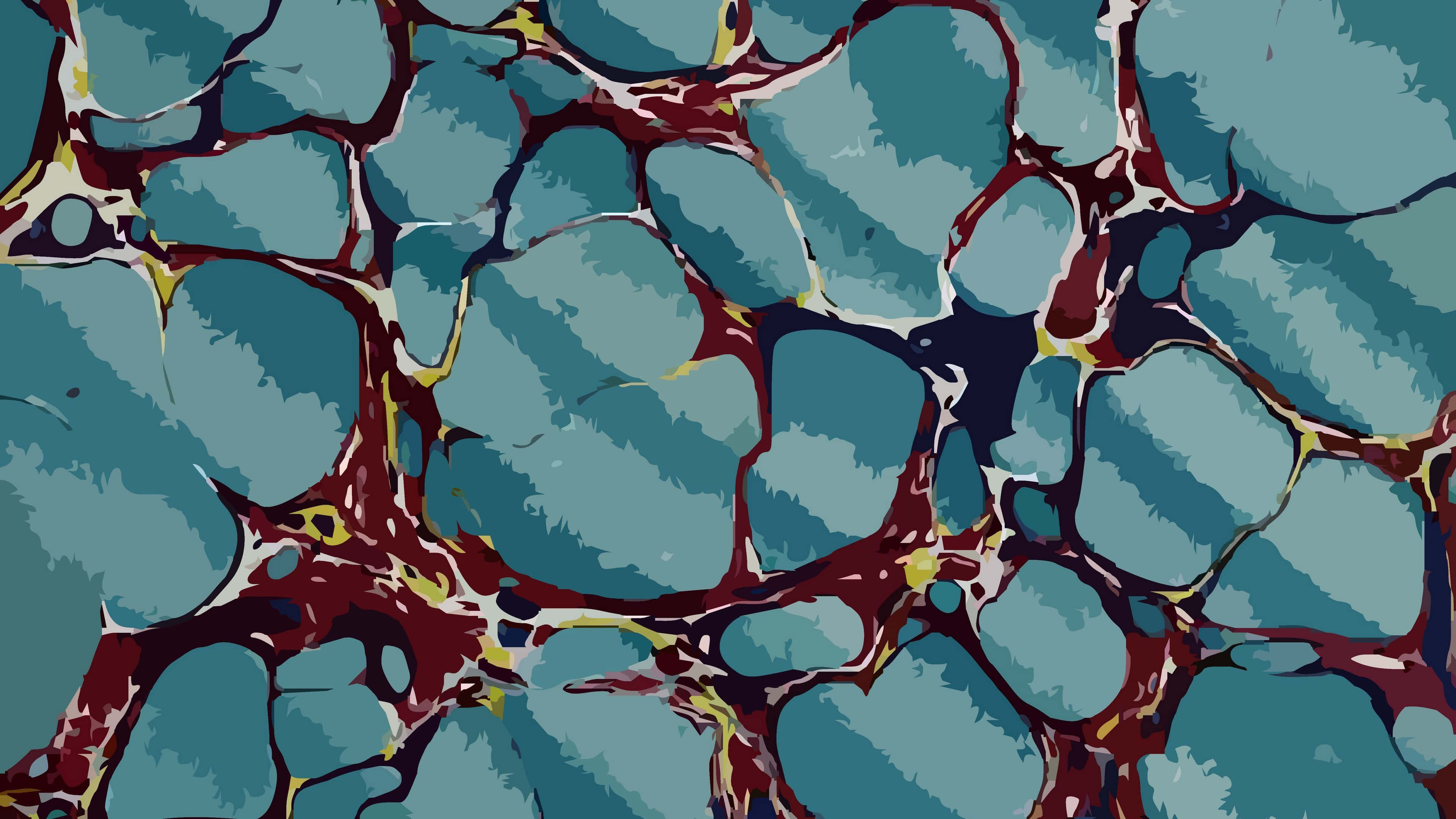 Marble Macbook, teal blue, red, 4K Desktop Wallpaper