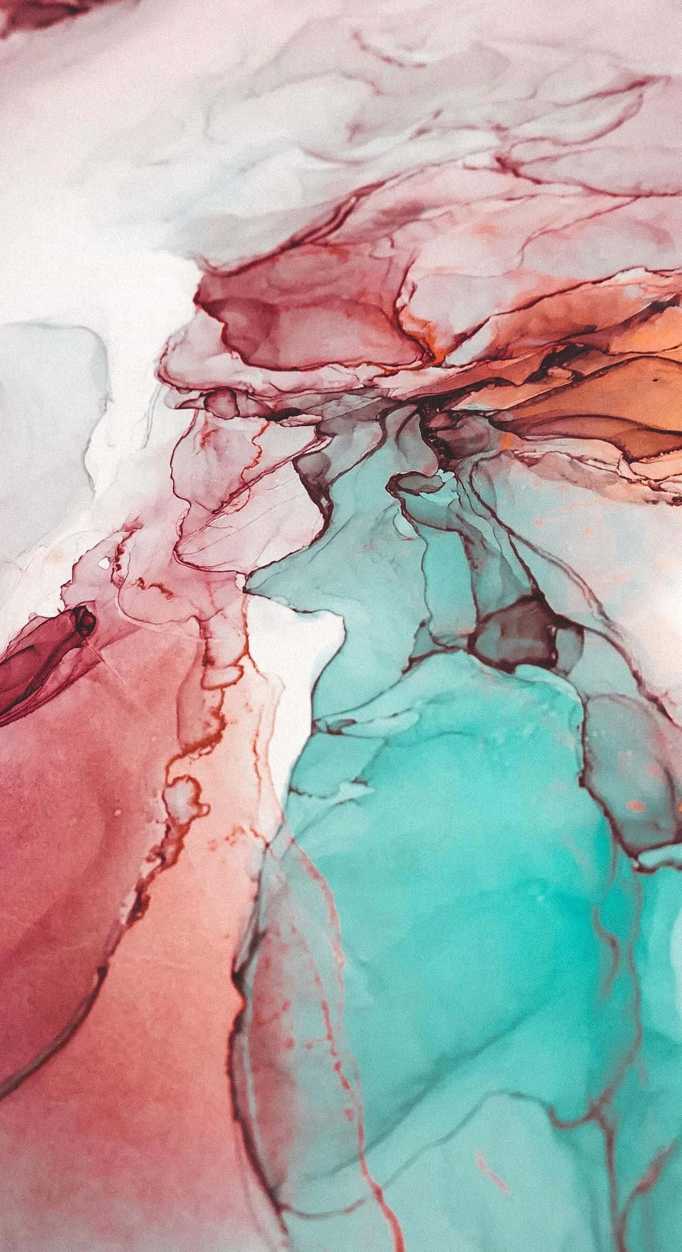 marble phone, coral pink, teal, Full HD Phone Wallpaper