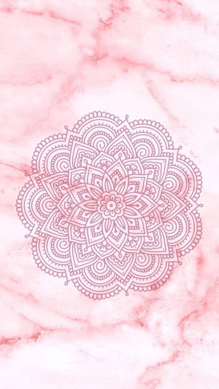 marble pink flower design, pink mandala, intricate patterns, HD Phone Wallpaper