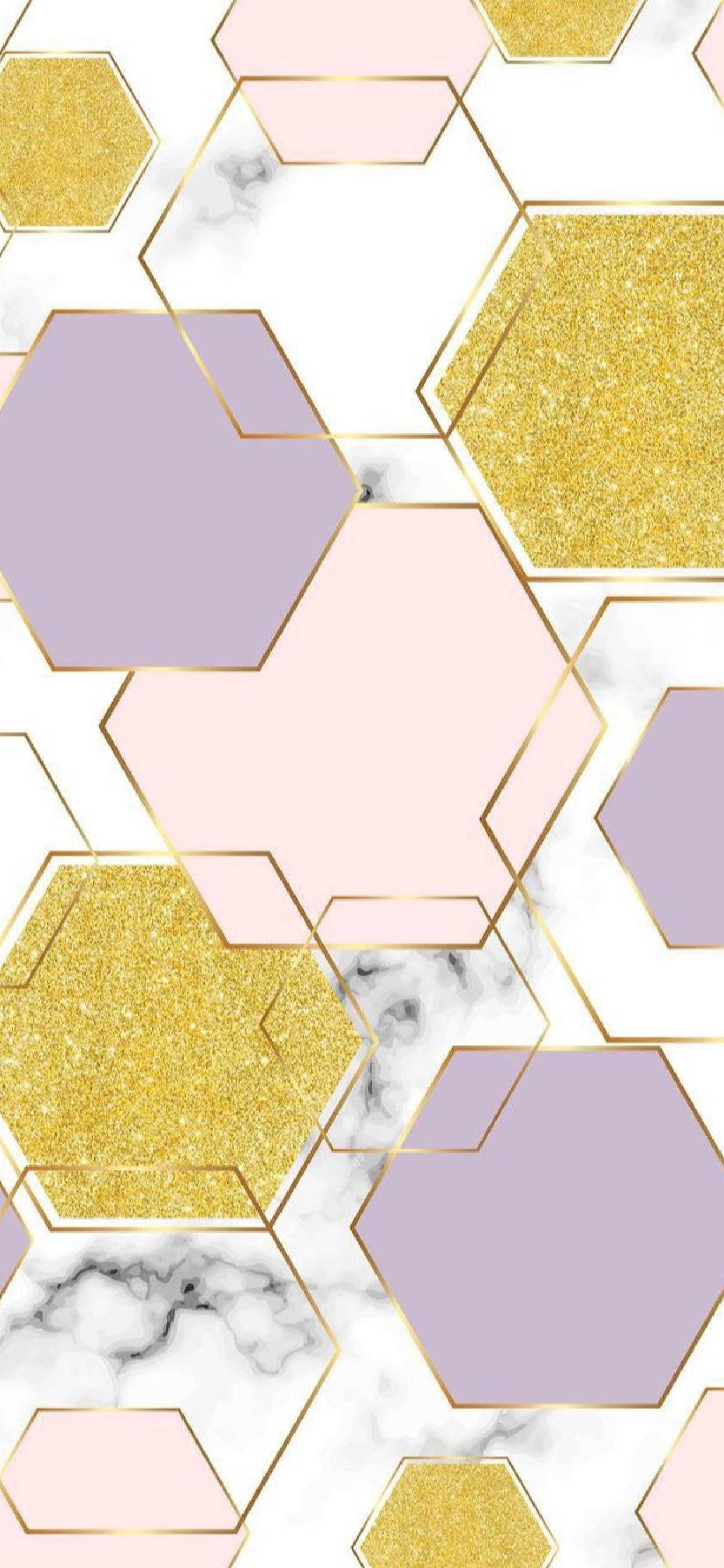 marble pink hexagon patterns, gold glitter, lavender, 2K Phone Wallpaper