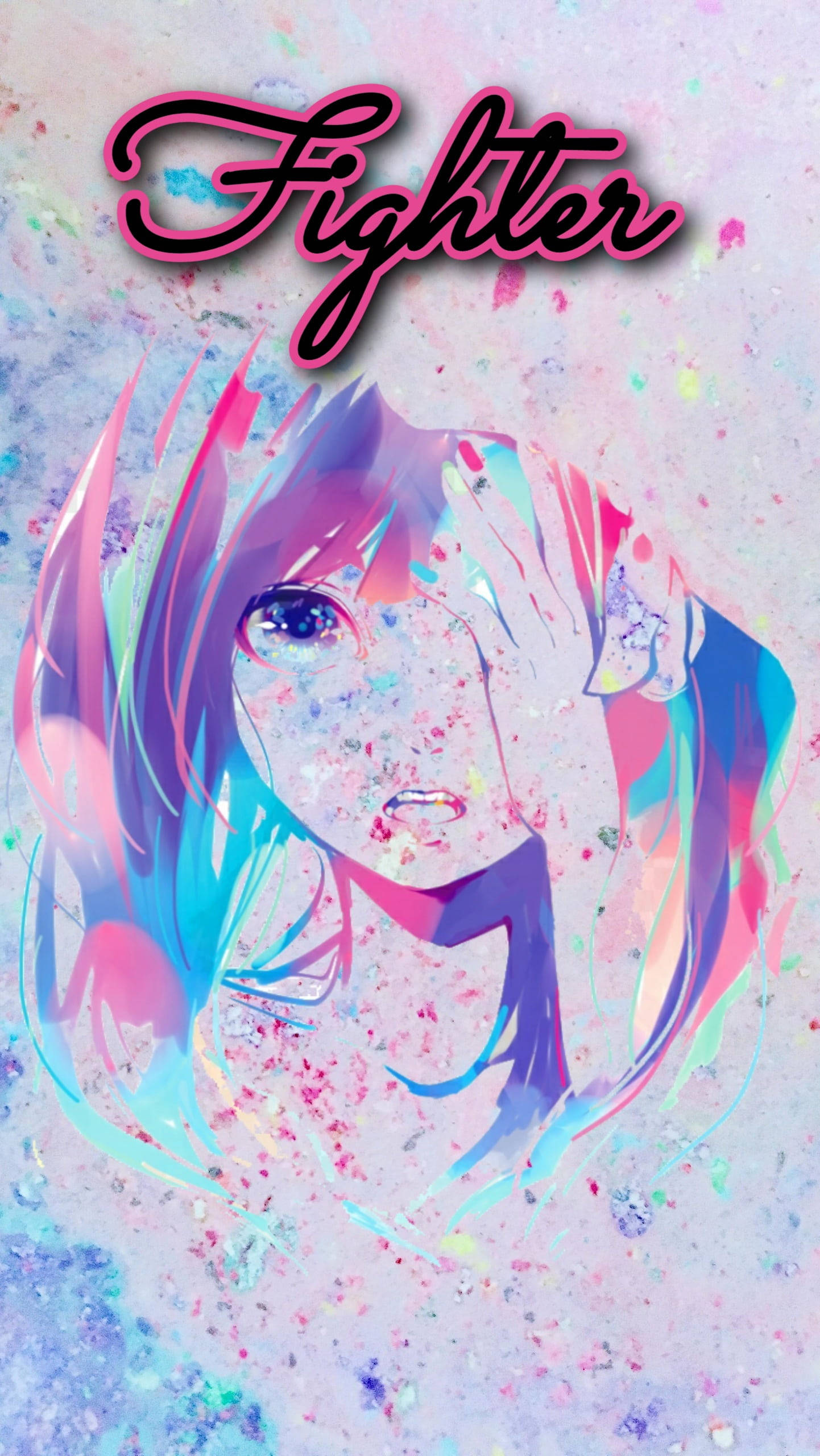 Marble Pink Anime Girl Fighter, anime girl, colorful hair, 2K Phone Wallpaper