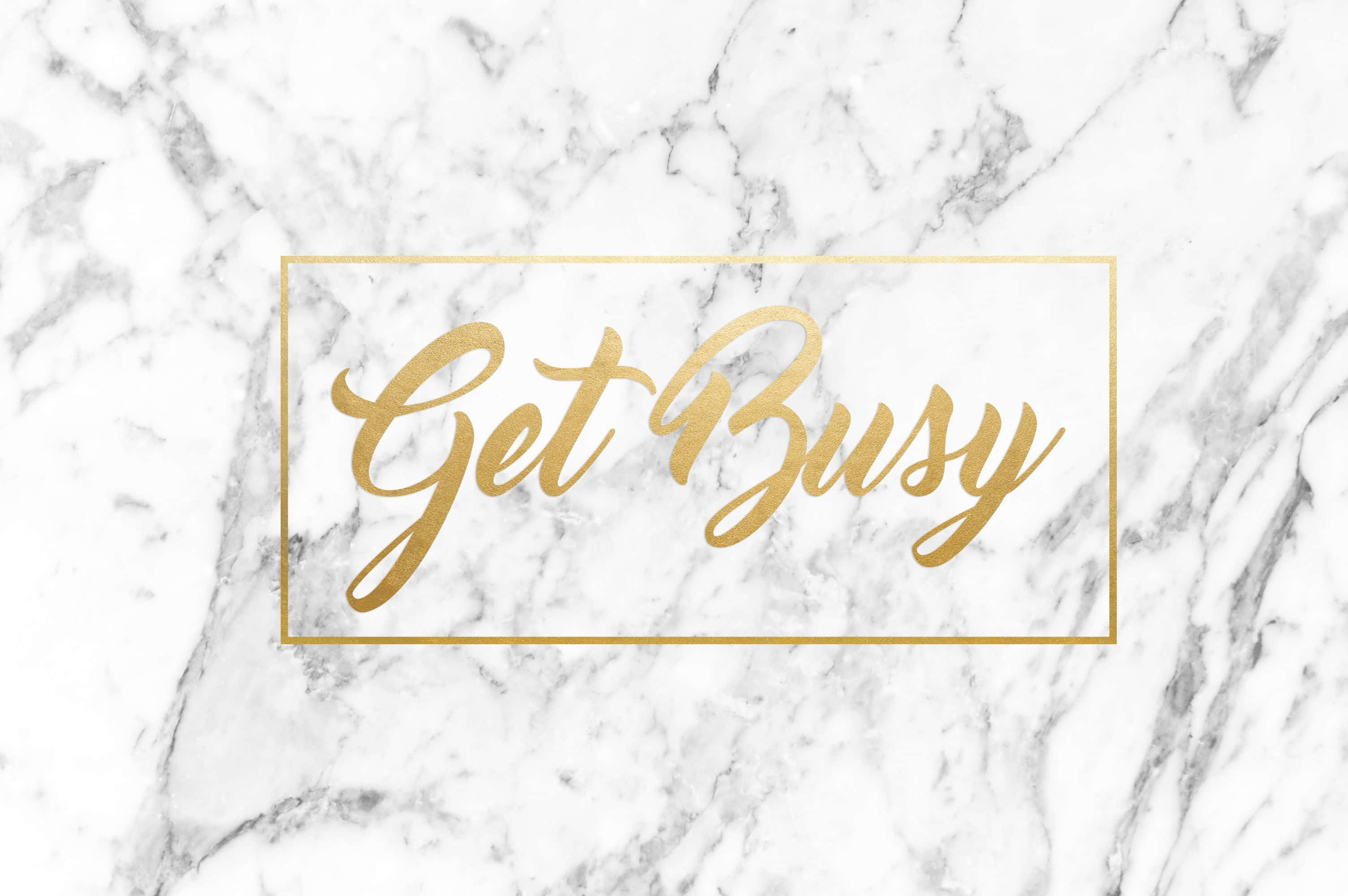 Marble Quotes, gold cursive text, thin gold rectangle, 2K Desktop Wallpaper