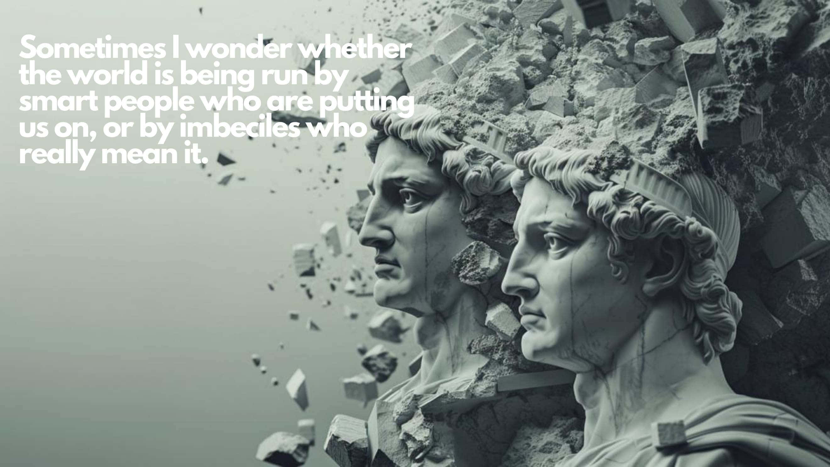 marble statues, classical figures, fragmented stone pieces, 2K Desktop Wallpaper