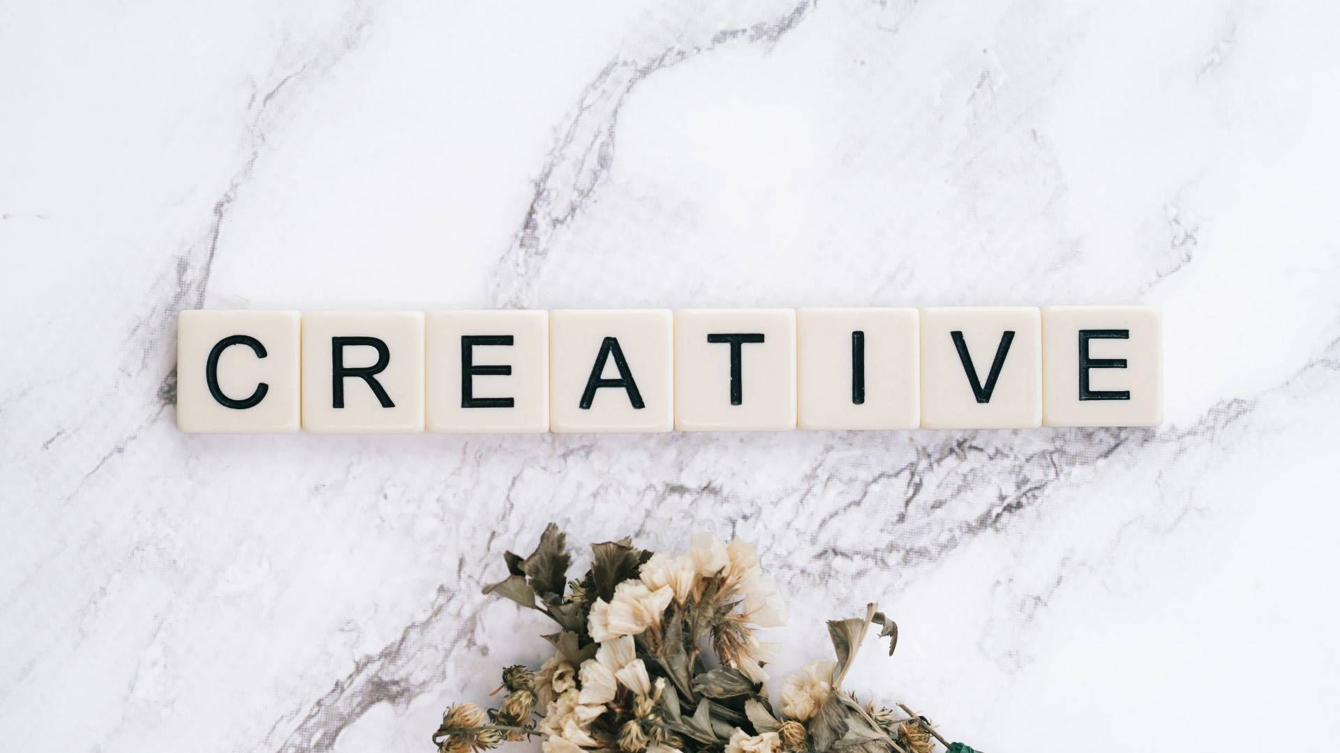 CREATIVE, cream tiles, white marble surface, Full HD Desktop Wallpaper