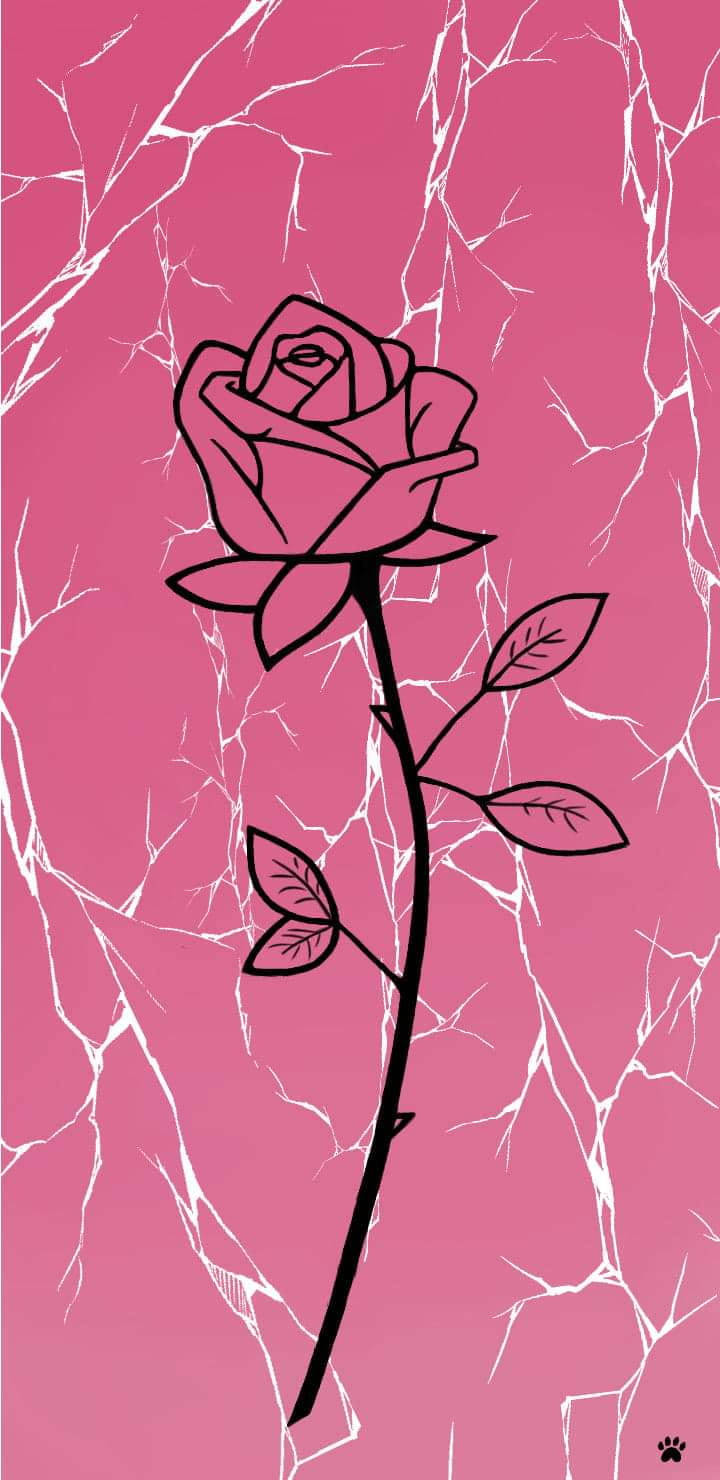 marble, pink rose, cracked surface, HD Phone Wallpaper