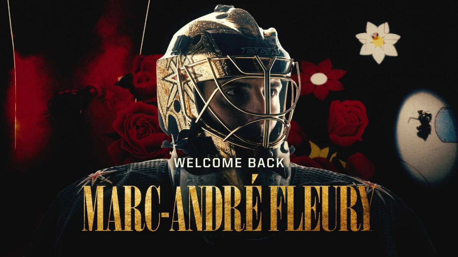 Marc Andre Fleury, gold helmet, dark backdrop, HD Desktop Wallpaper