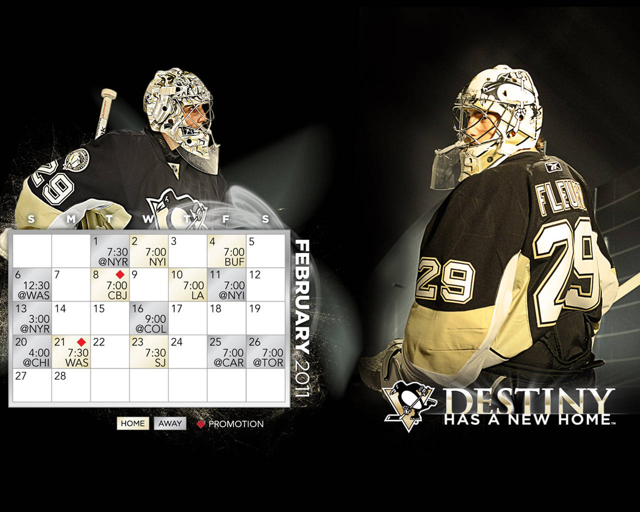 2011 Pittsburgh Penguins, Marc Andre Fleury, February 2011 schedule calendar, HD Desktop Wallpaper